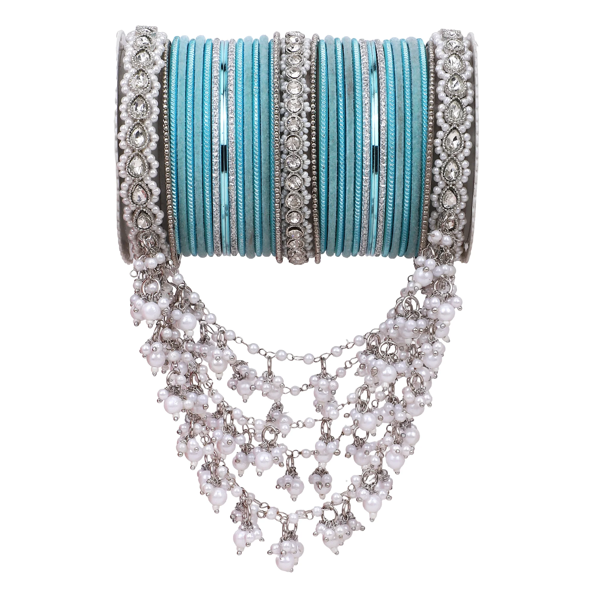 Bridal Jhoola Style Bangle set In Silver Toneby Leshya - Image 10