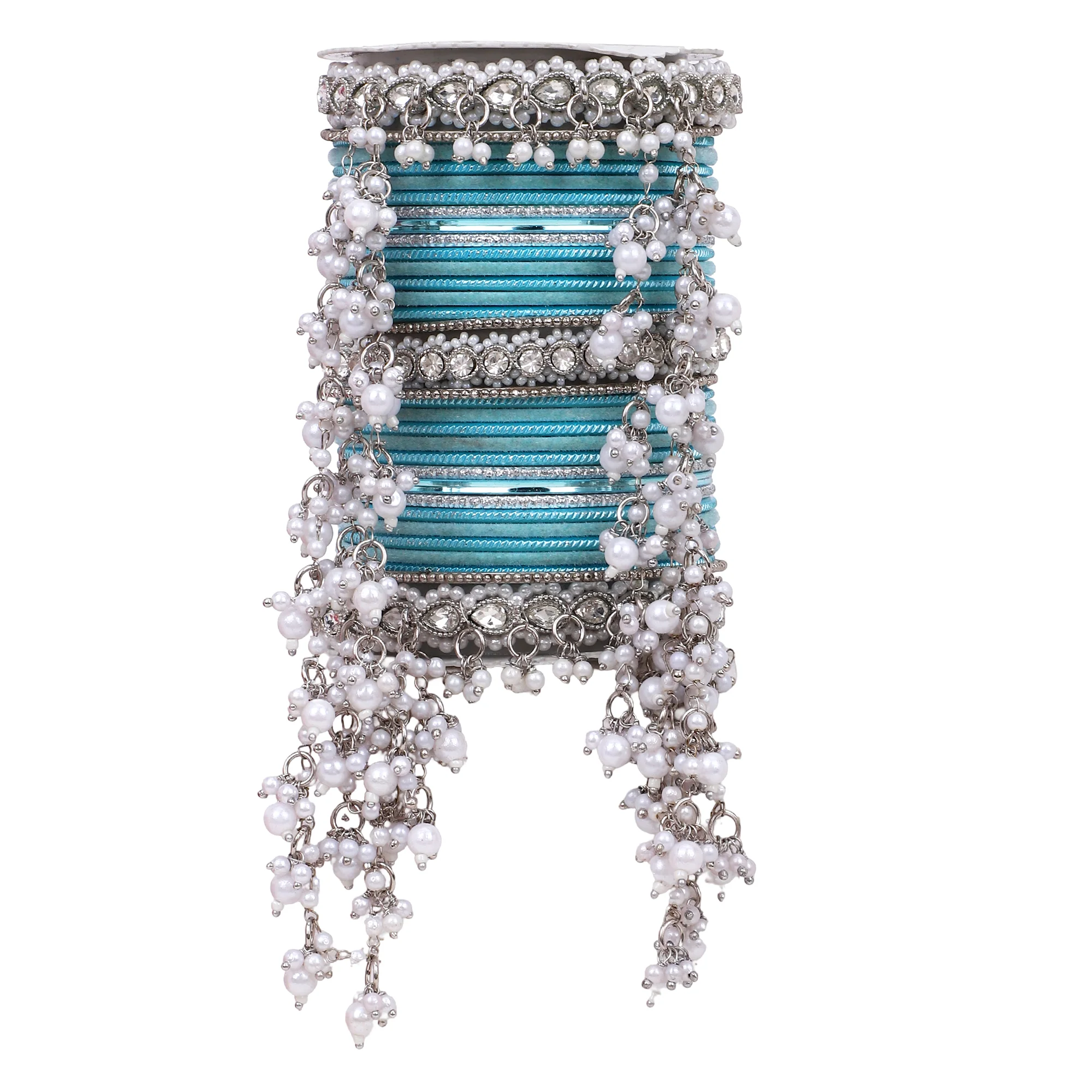 Bridal Jhoola Style Bangle set In Silver Toneby Leshya - Image 11