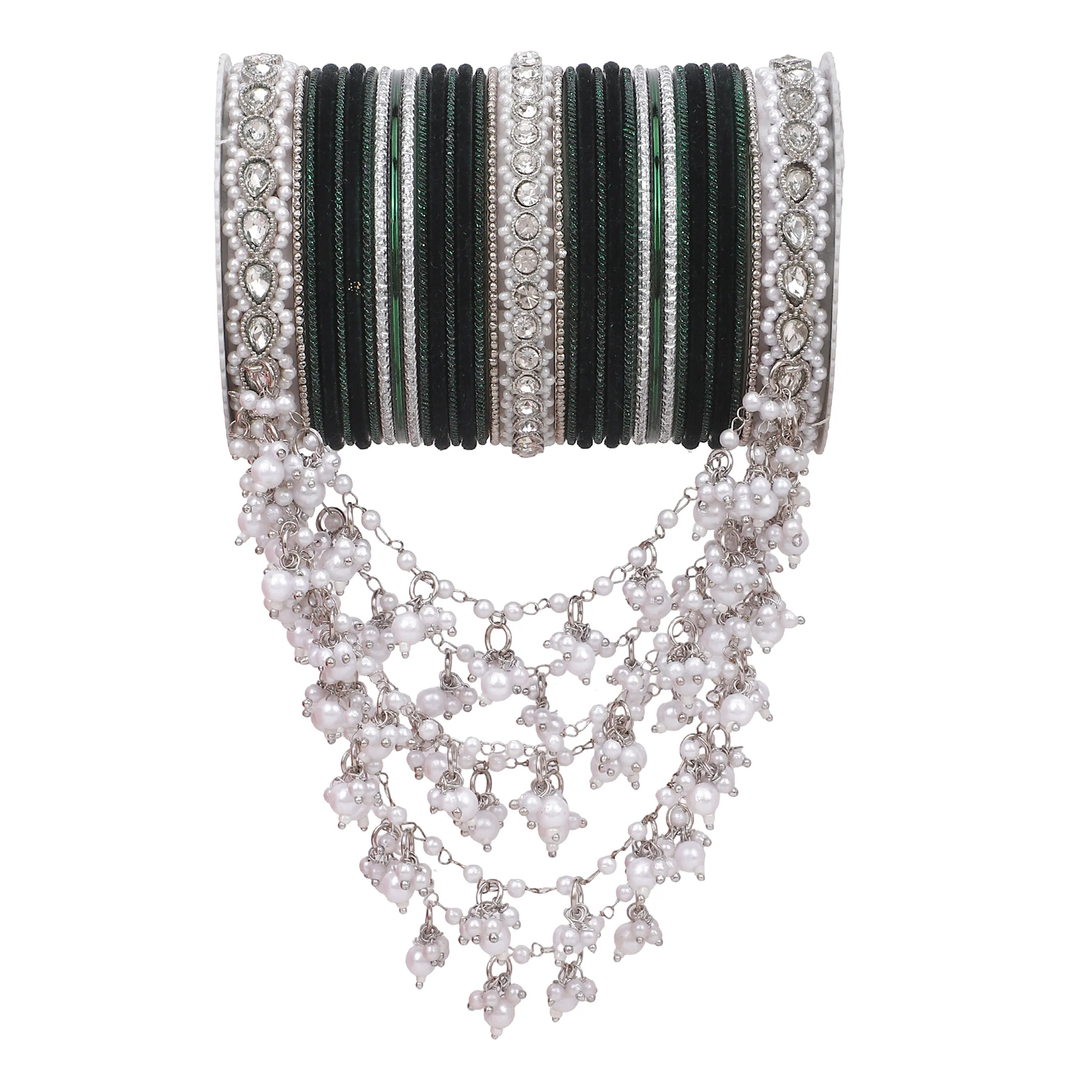 Bridal Jhoola Style Bangle set In Silver Toneby Leshya - Image 14