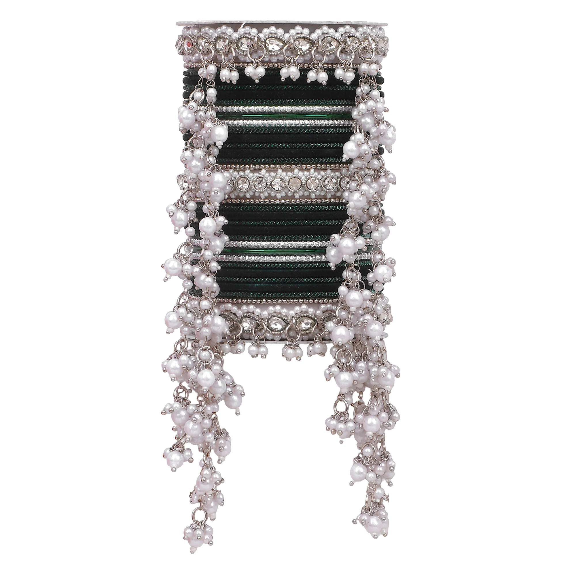 Bridal Jhoola Style Bangle set In Silver Toneby Leshya - Image 15