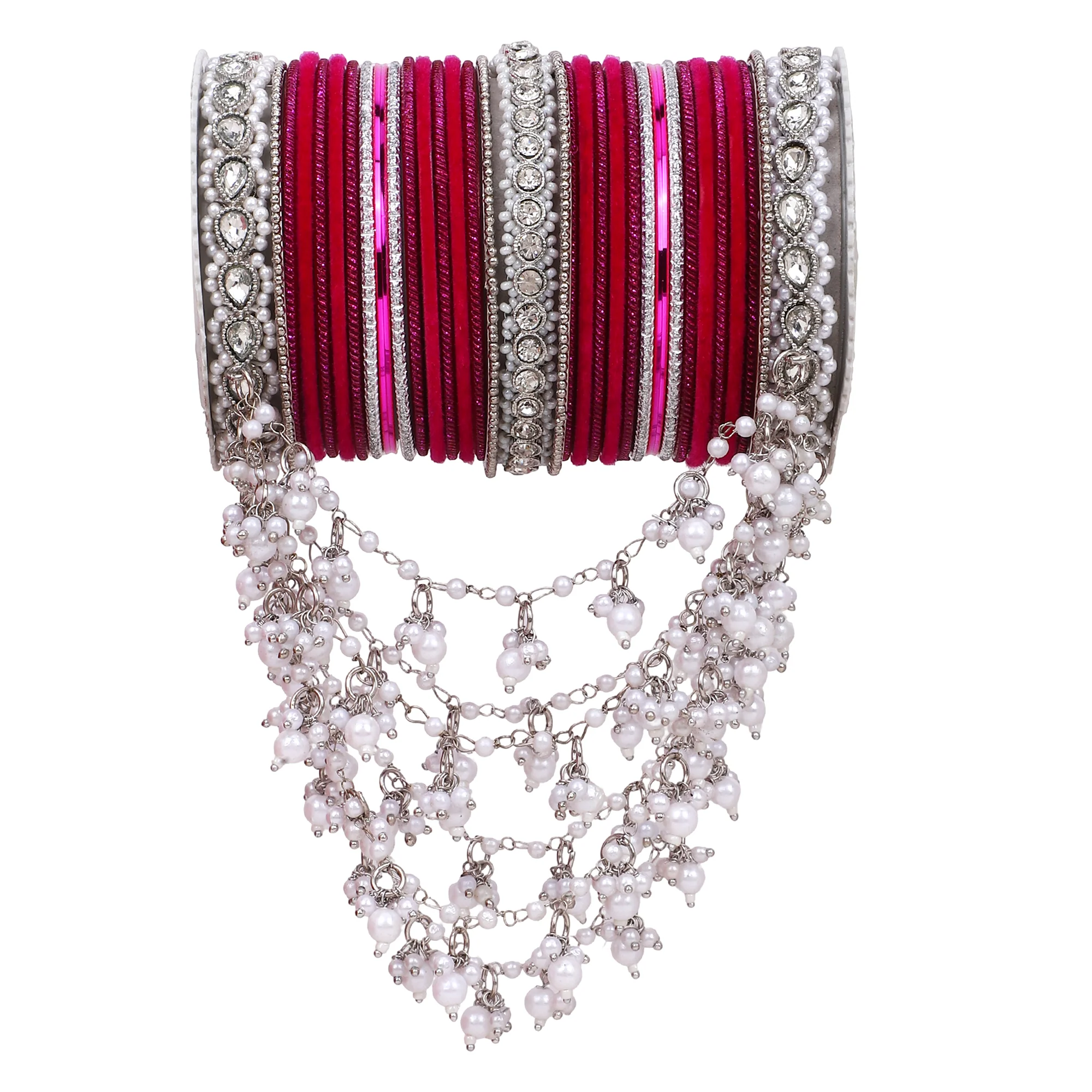 Bridal Jhoola Style Bangle set In Silver Toneby Leshya - Image 17