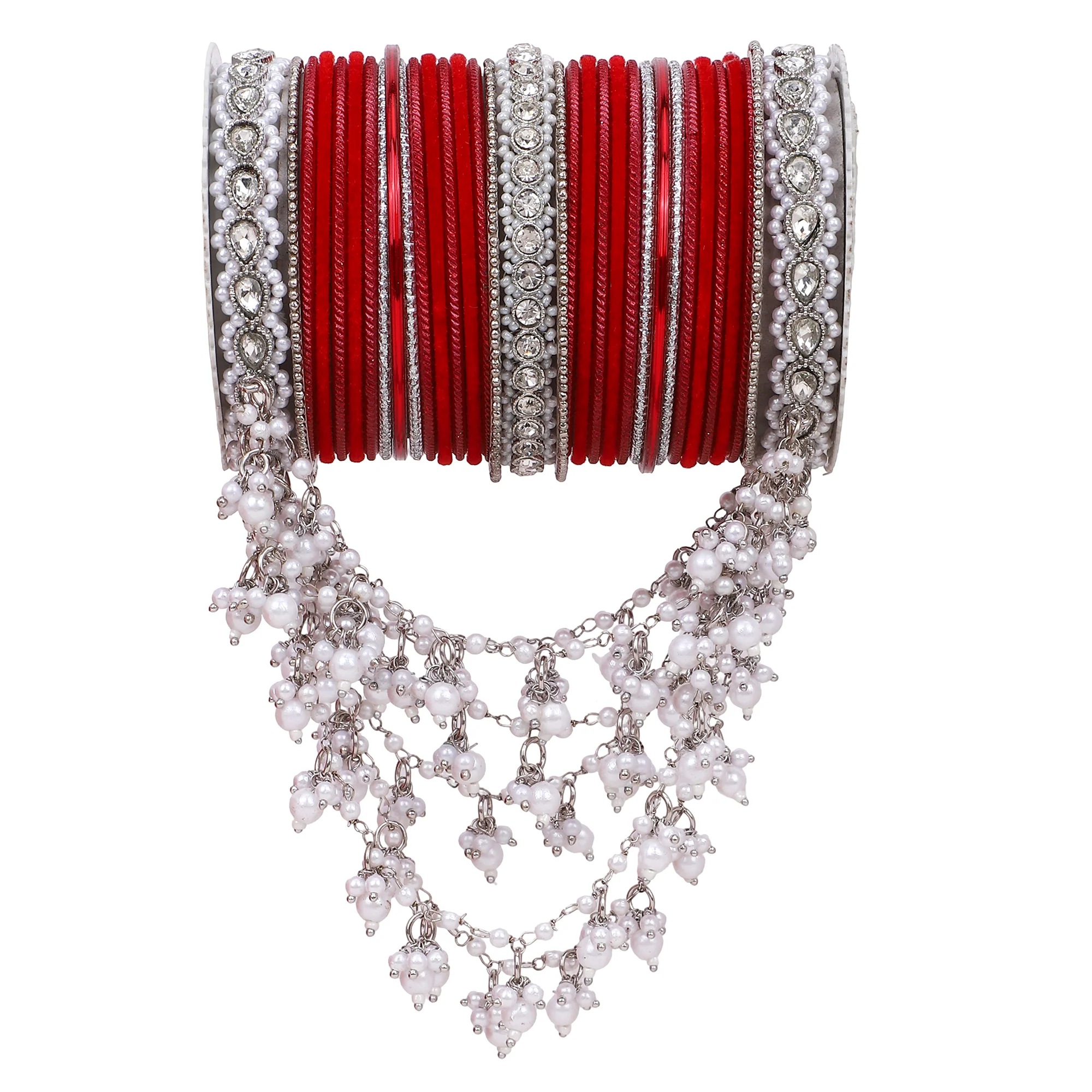 Bridal Jhoola Style Bangle set In Silver Toneby Leshya - Image 18