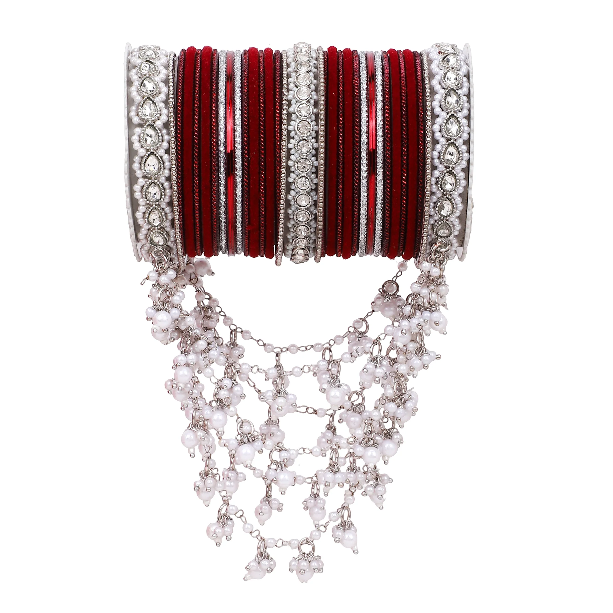 Bridal Jhoola Style Bangle set In Silver Toneby Leshya - Image 3