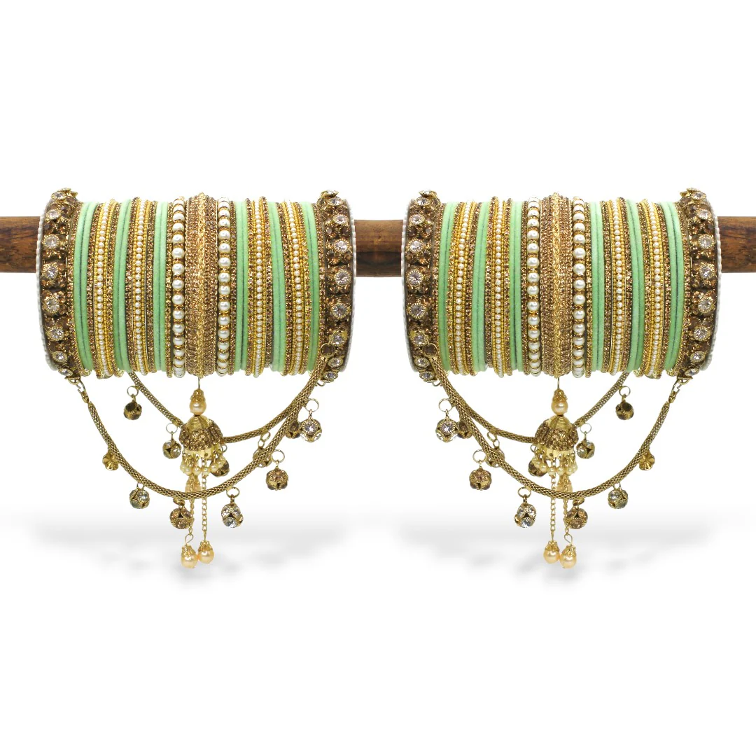 Bridal Jhoola Style Bangle set for two hands by Leshya - Image 17