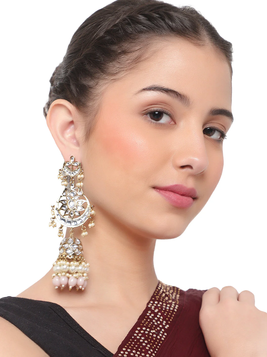 Bridal Jhumki Earring with kundan work by Leshya - Image 5