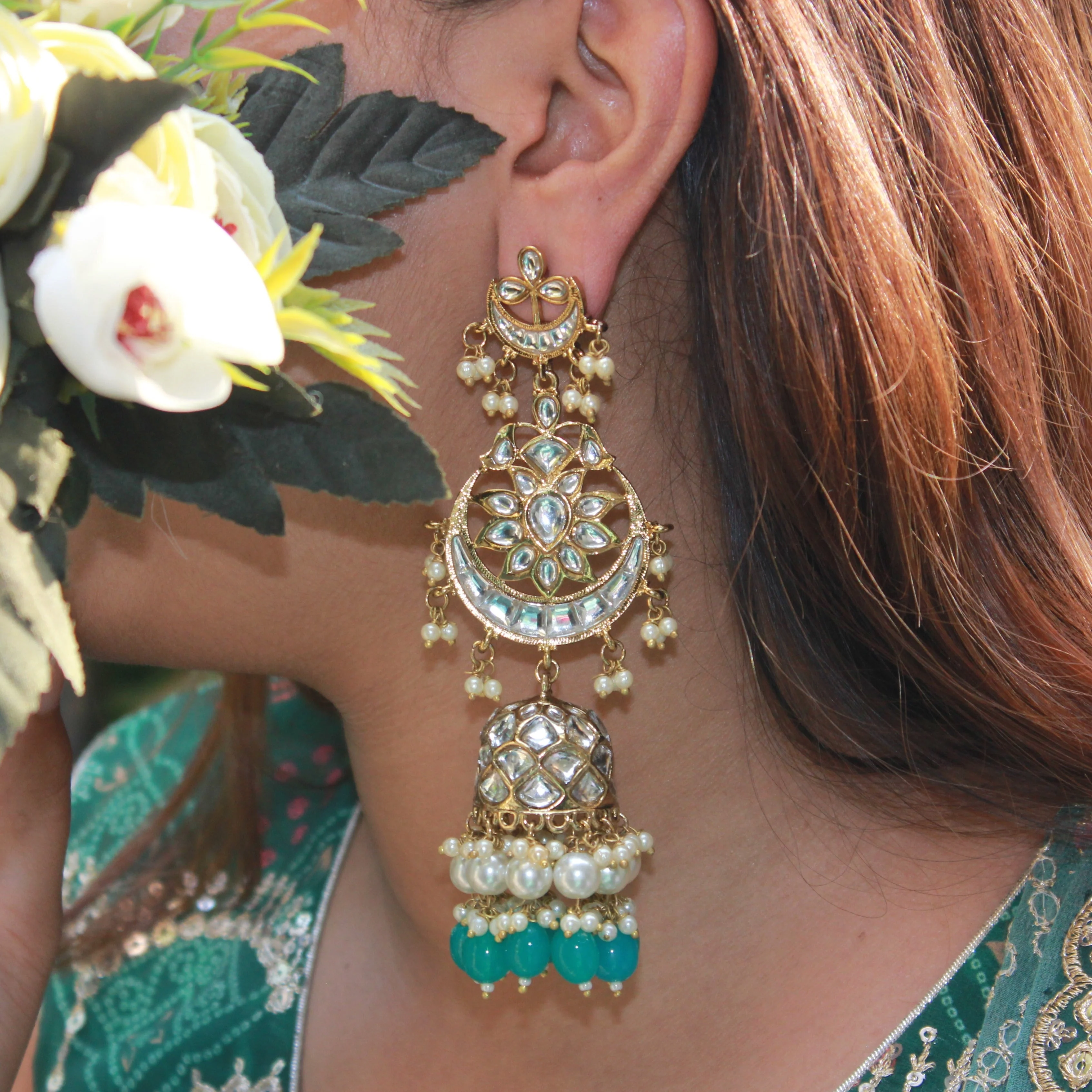 Bridal Jhumki Earring with kundan work by Leshya - Image 7