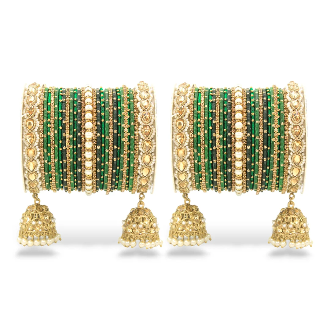 Bridal Jhumki Style Bangle set for two hands by Leshya - Image 3
