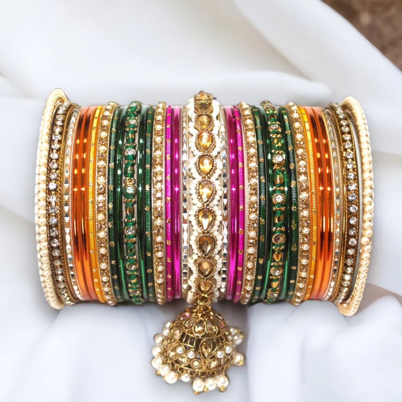 Bridal Jhumki Style Bangle set for two hands by Leshya - Image 2