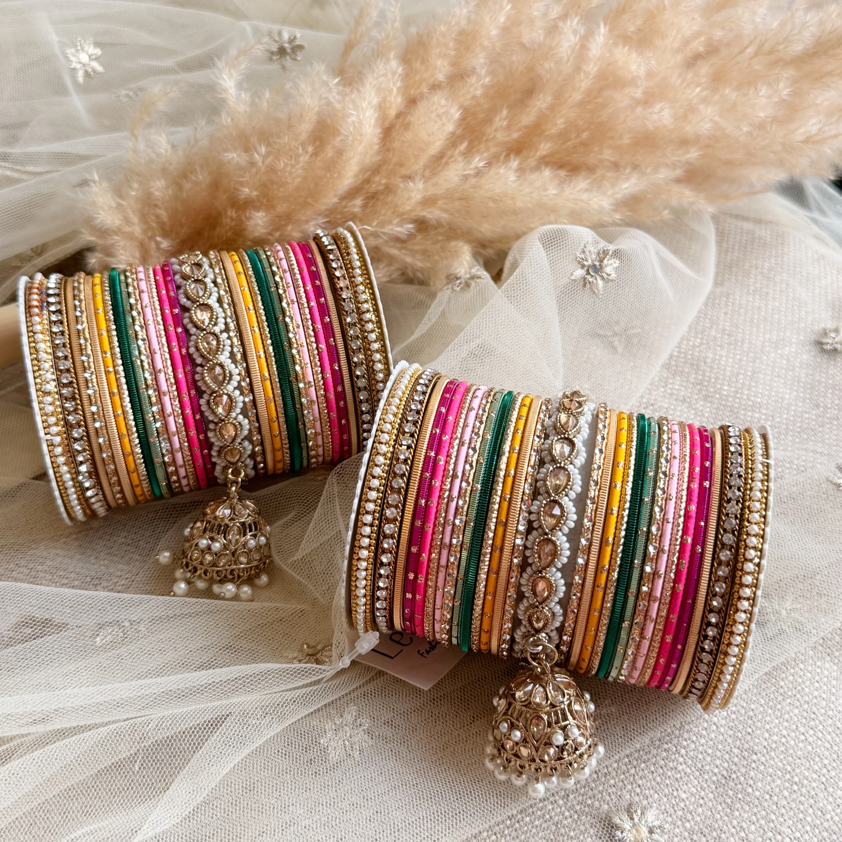 Bridal Jhumki Style Bangle set for two hands by Leshya - Image 5