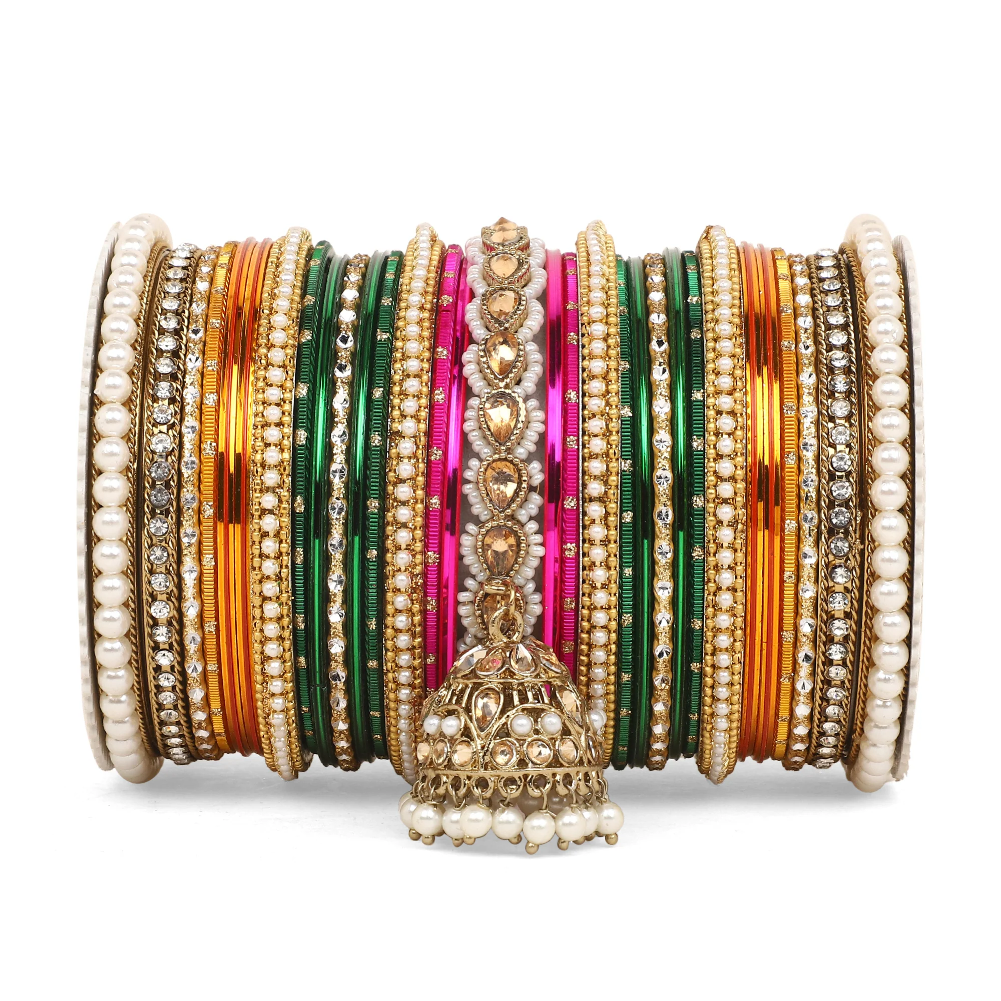 Bridal Jhumki Style Bangle set for two hands by Leshya - Image 8