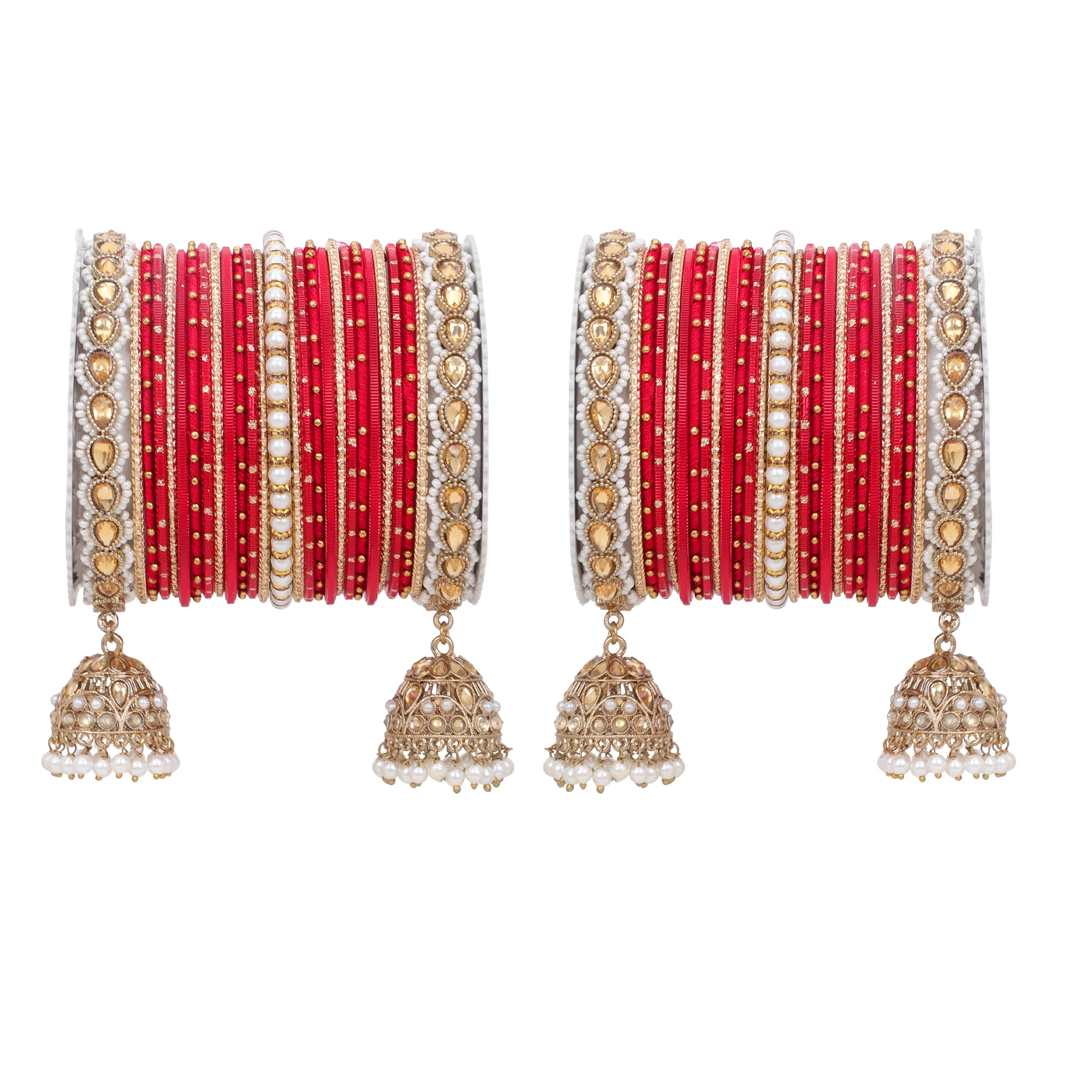 Bridal Jhumki Style Bangle set for two hands by Leshya - Image 10