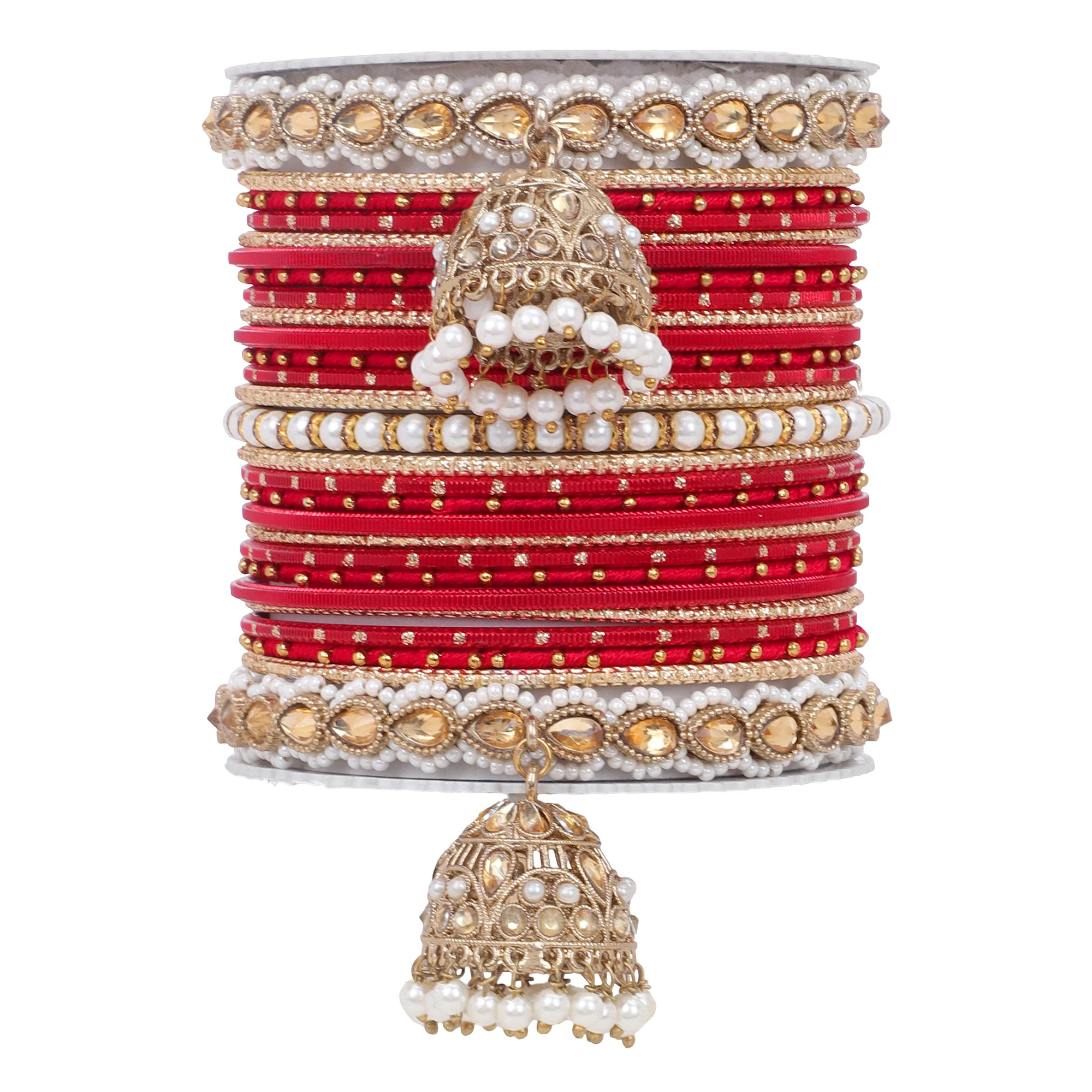 Bridal Jhumki Style Bangle set for two hands by Leshya - Image 11
