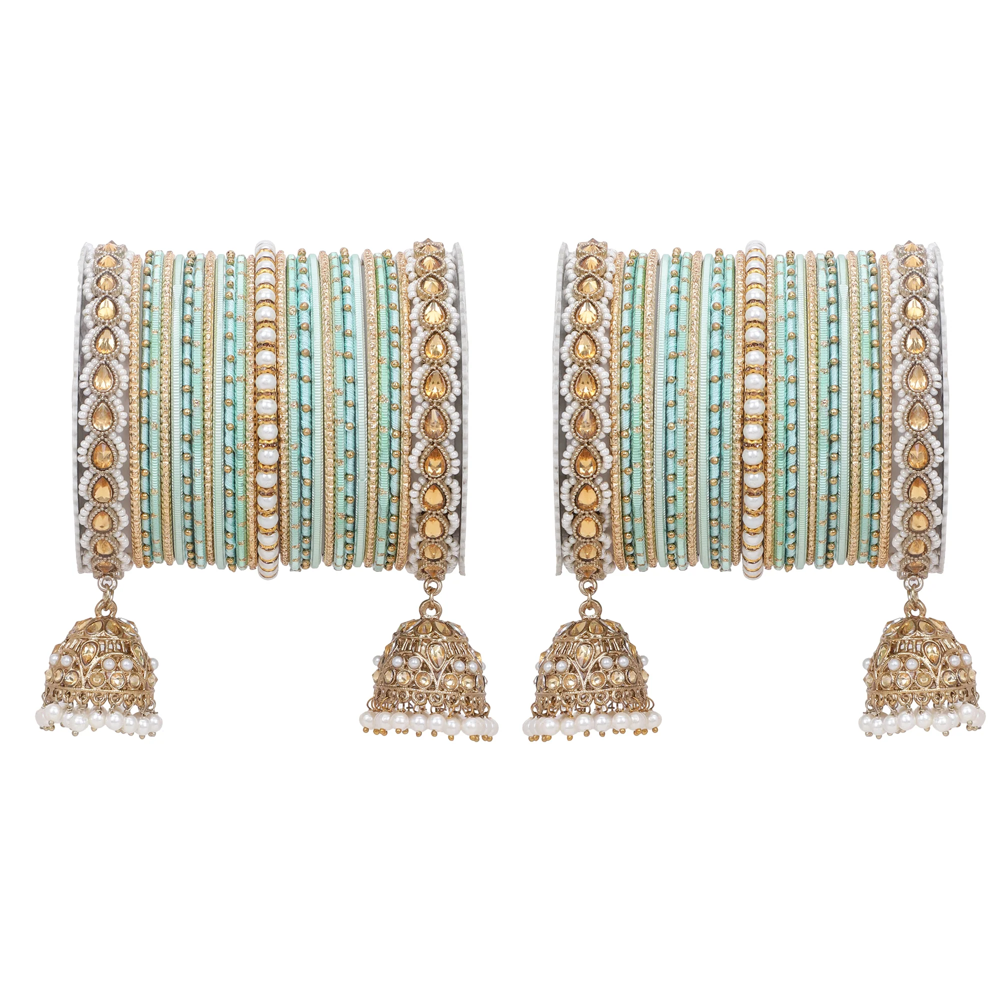 Bridal Jhumki Style Bangle set for two hands by Leshya - Image 12
