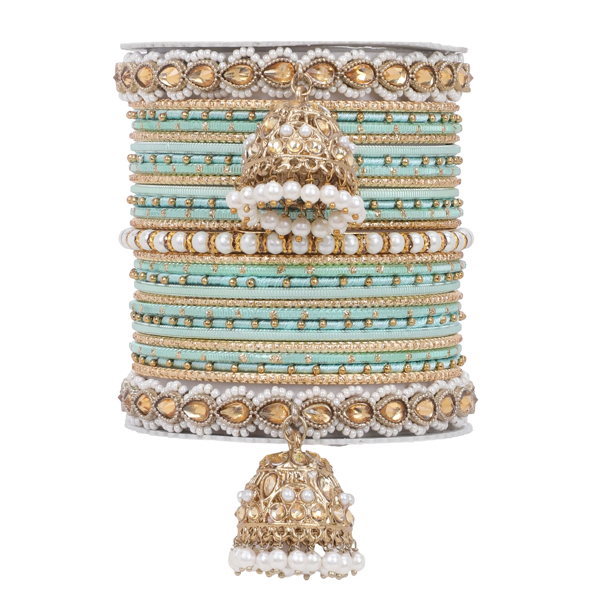Bridal Jhumki Style Bangle set for two hands by Leshya - Image 13