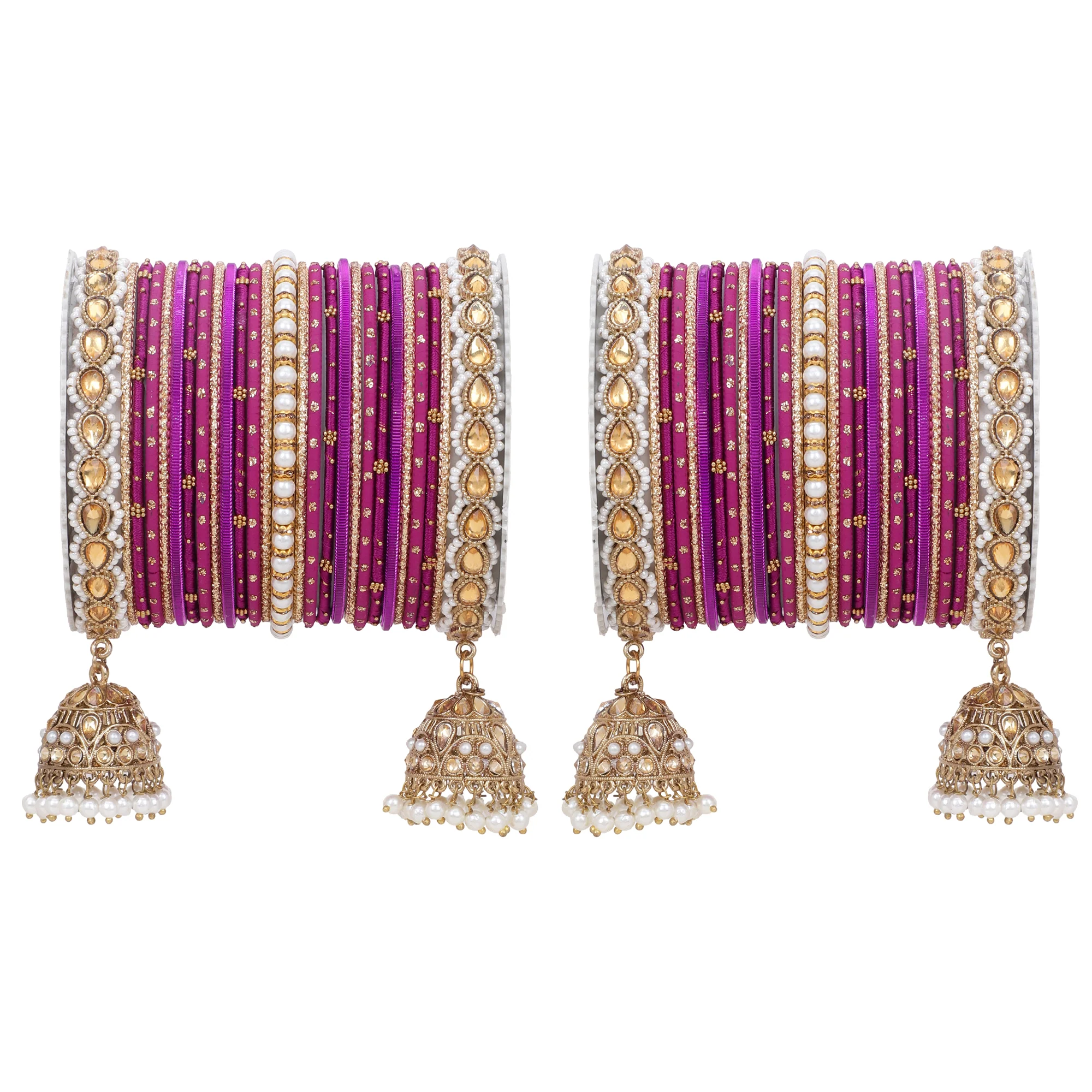 Bridal Jhumki Style Bangle set for two hands by Leshya - Image 14