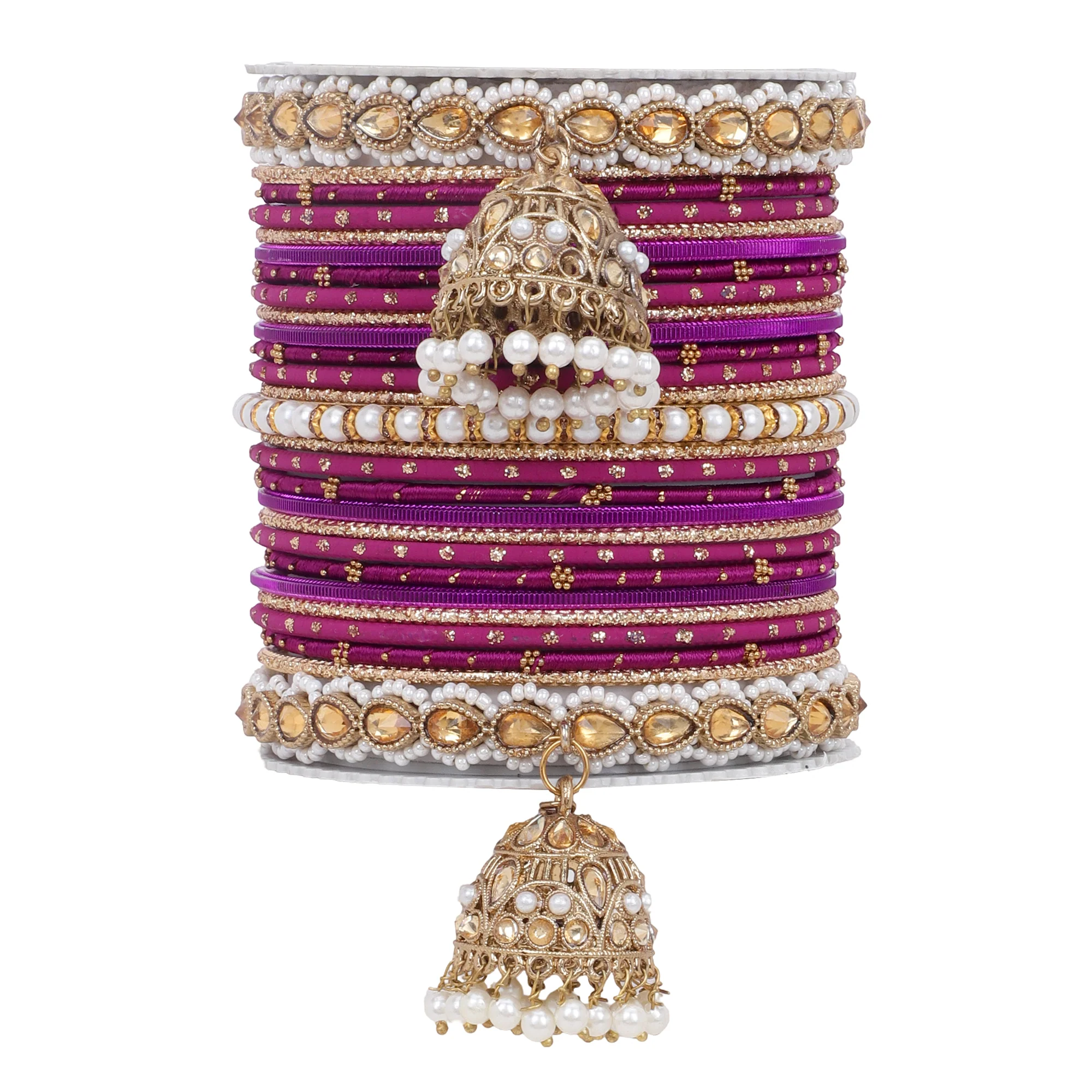 Bridal Jhumki Style Bangle set for two hands by Leshya - Image 15