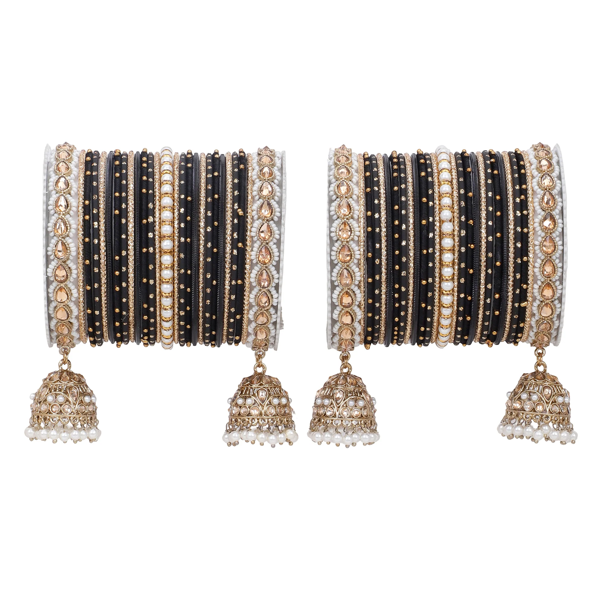 Bridal Jhumki Style Bangle set for two hands by Leshya - Image 20