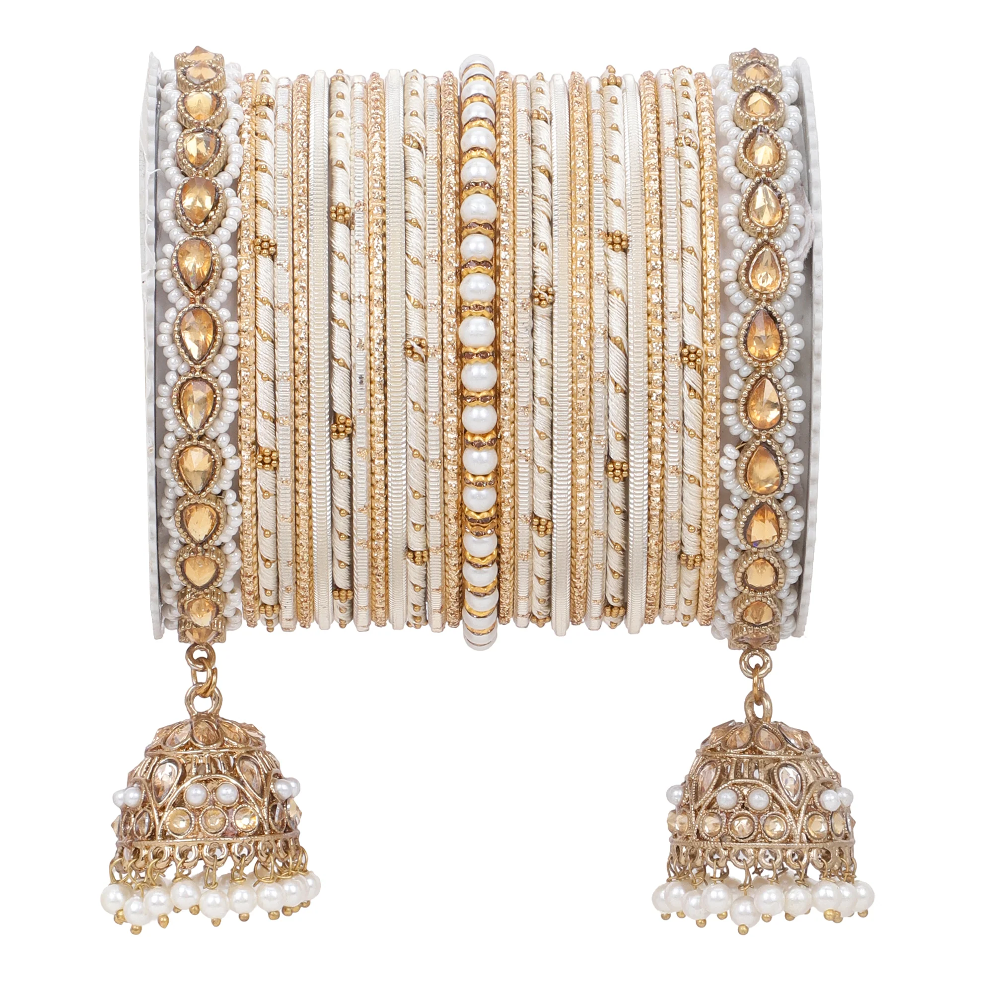 Bridal Jhumki Style Bangle set for two hands by Leshya - Image 22