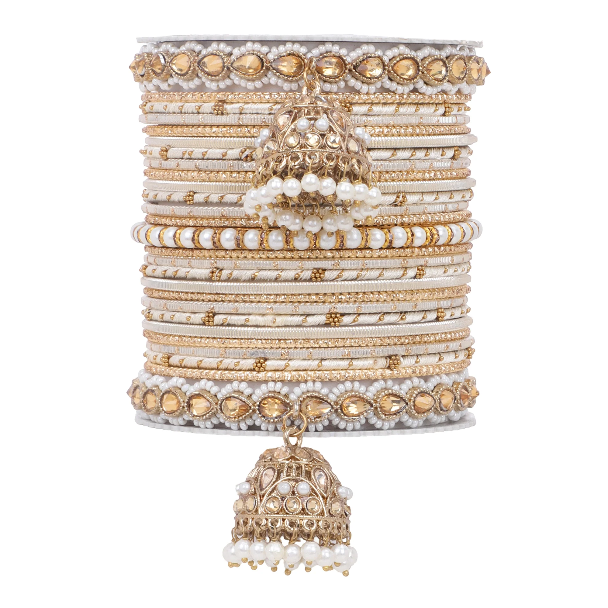 Bridal Jhumki Style Bangle set for two hands by Leshya - Image 23