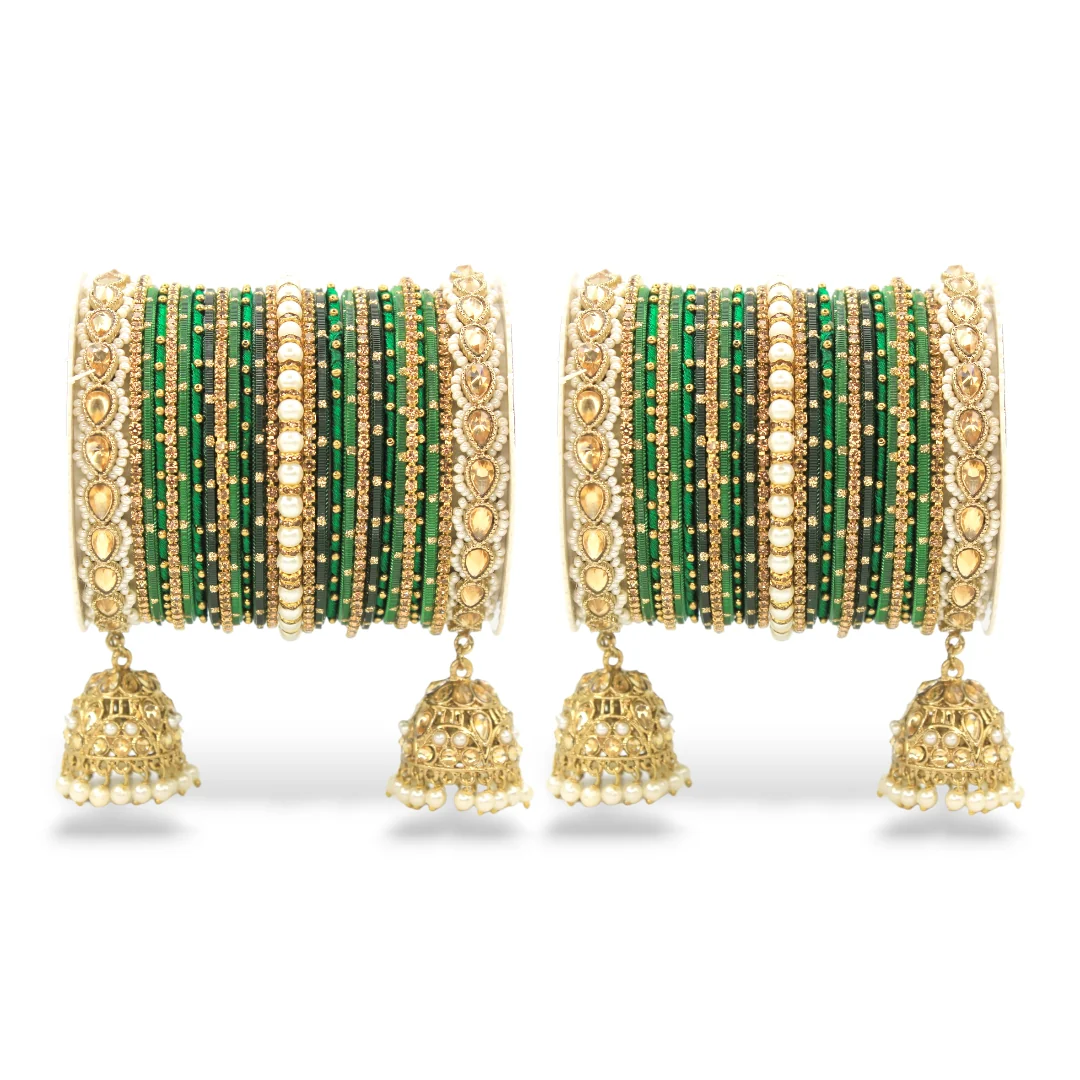 Bridal Jhumki Style Bangle set for two hands by Leshya - Image 6