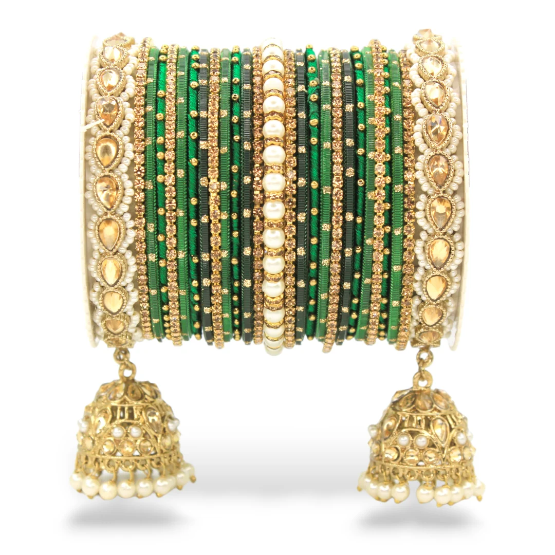 Bridal Jhumki Style Bangle set for two hands by Leshya - Image 7