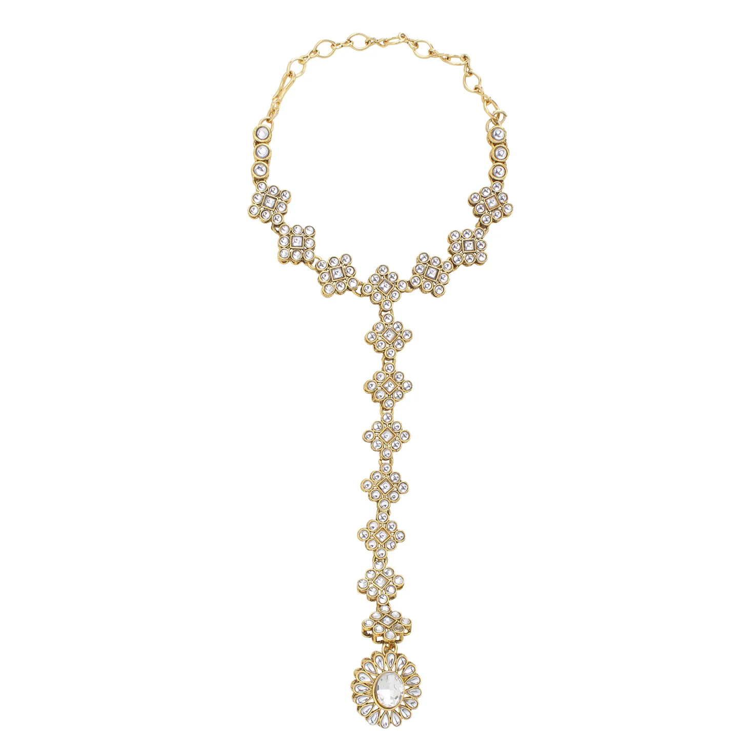 Bridal Kundan Haathphool in Free Size by Leshya - Image 3