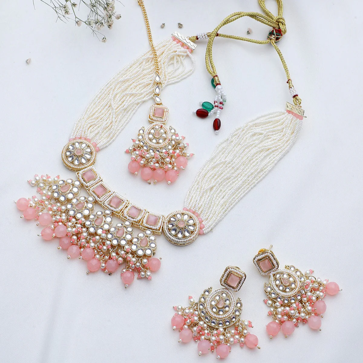 Bridal Kundan Jewellery Set with Earring - Image 2