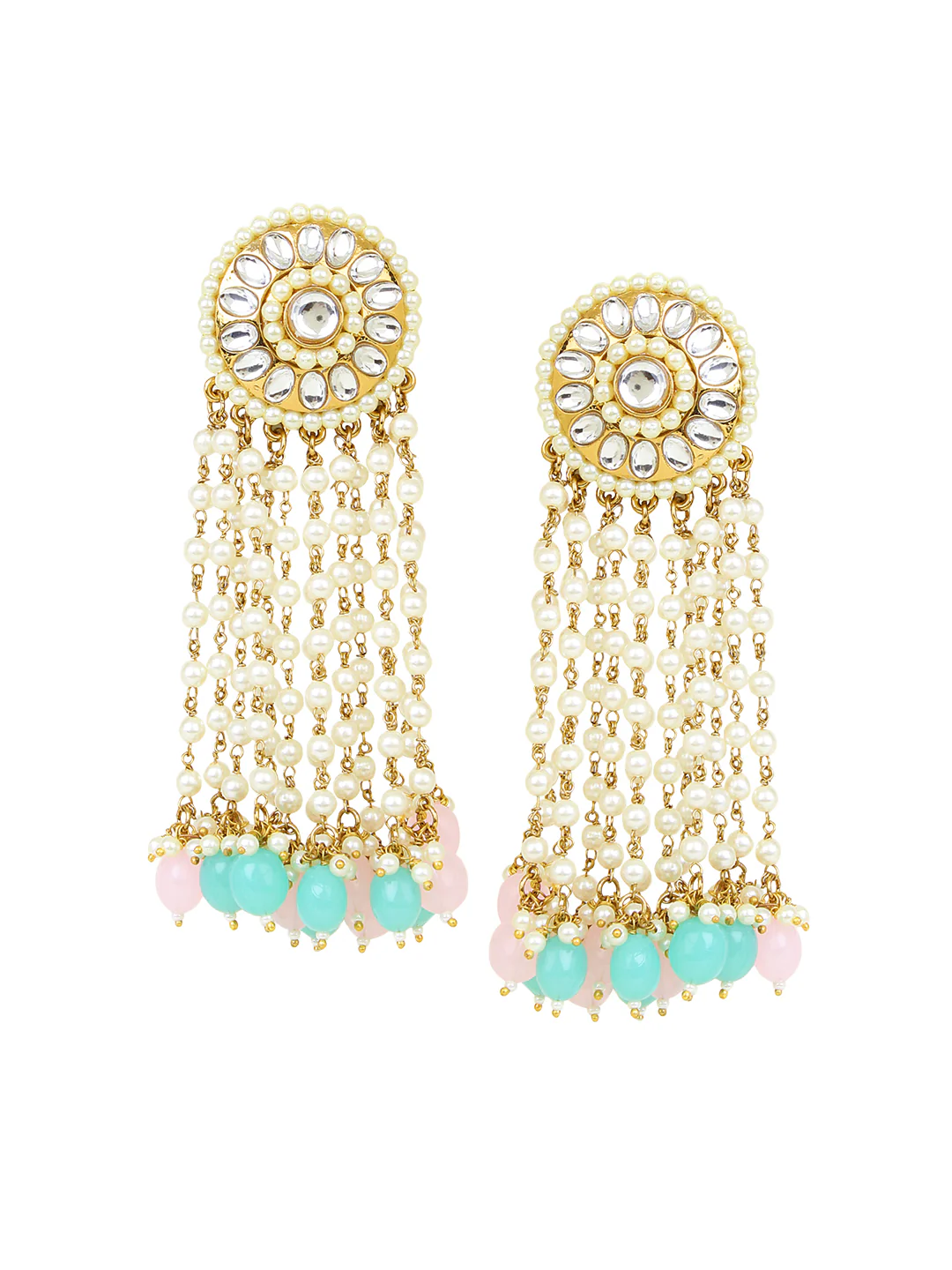 Bridal Kundan Jhumki Earring with hanging beads by Leshya - Image 2