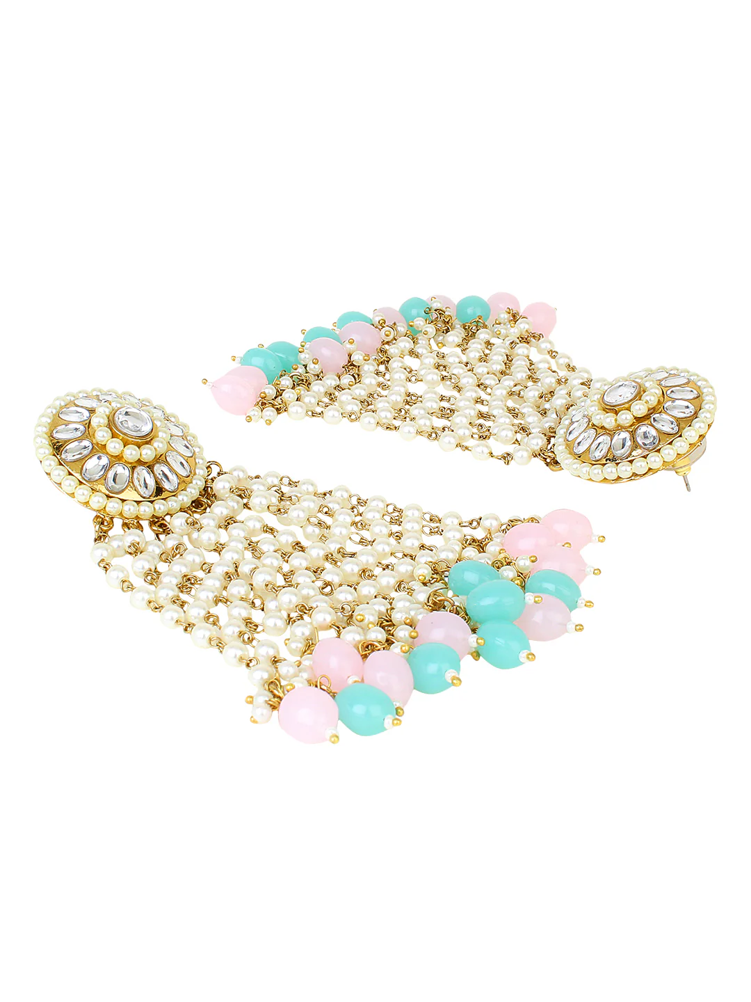 Bridal Kundan Jhumki Earring with hanging beads by Leshya - Image 4