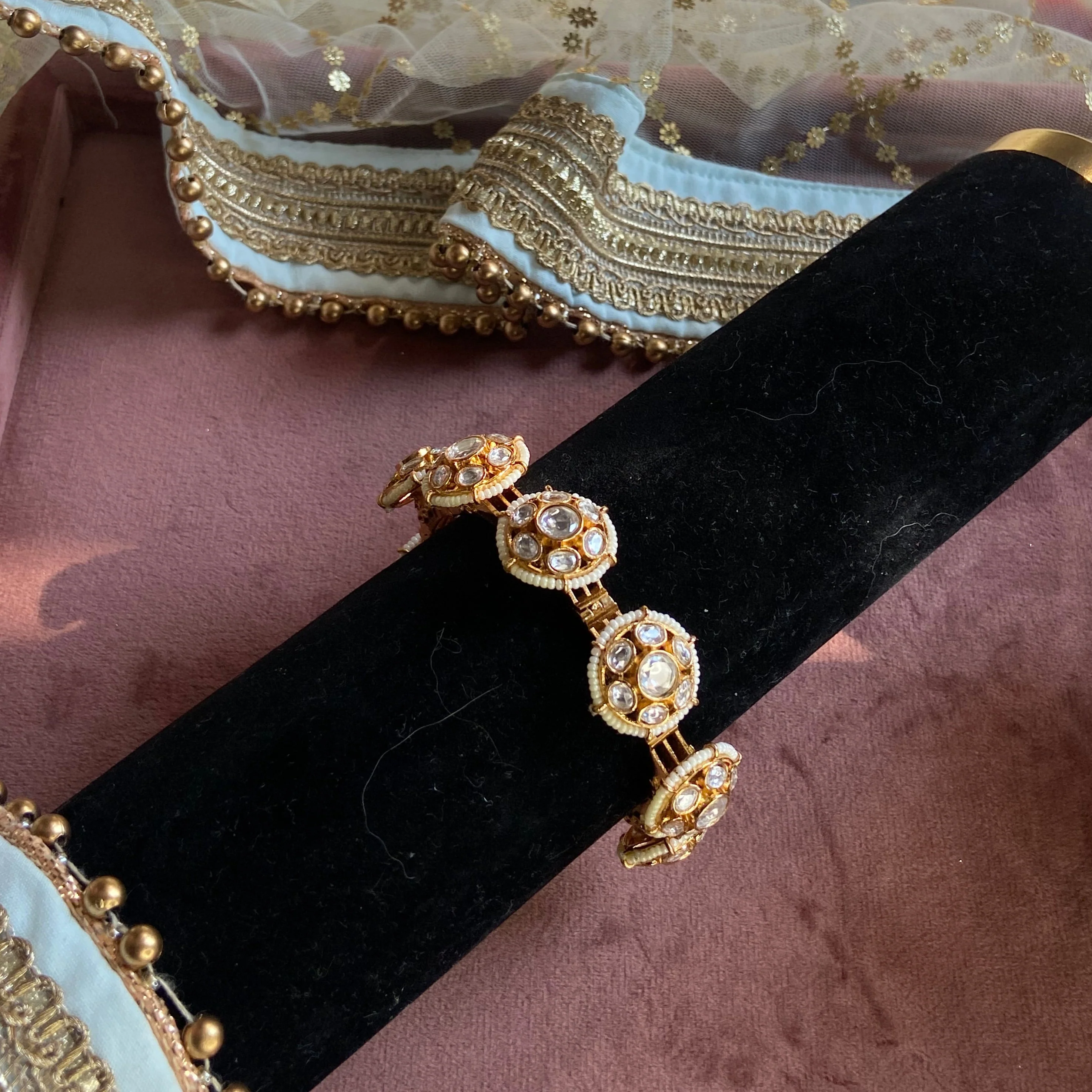 Bridal Kundan Stone chain bracelet - Image 2