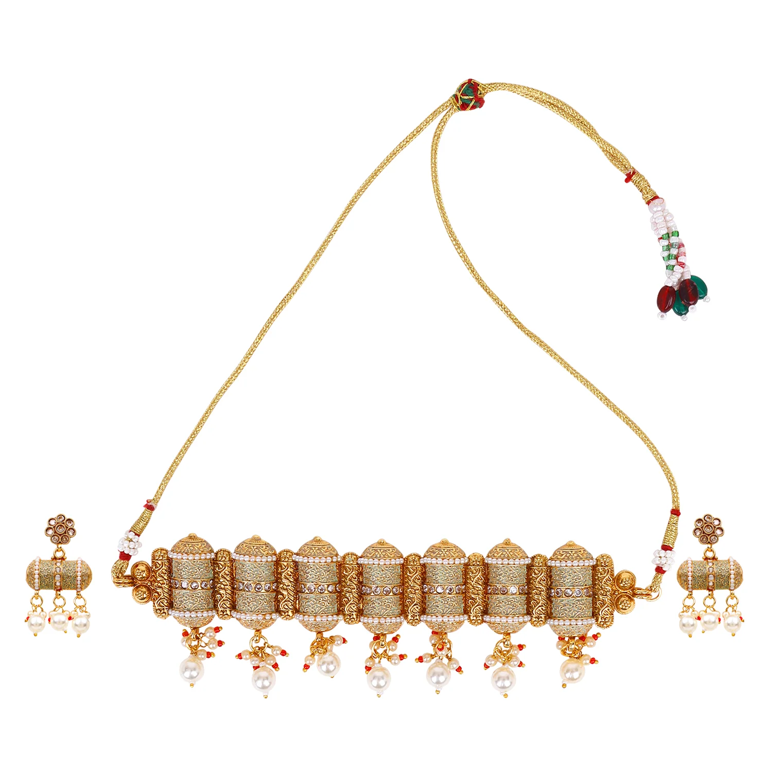 Bridal Meenakari Necklace and Earring set by Leshya - Image 2