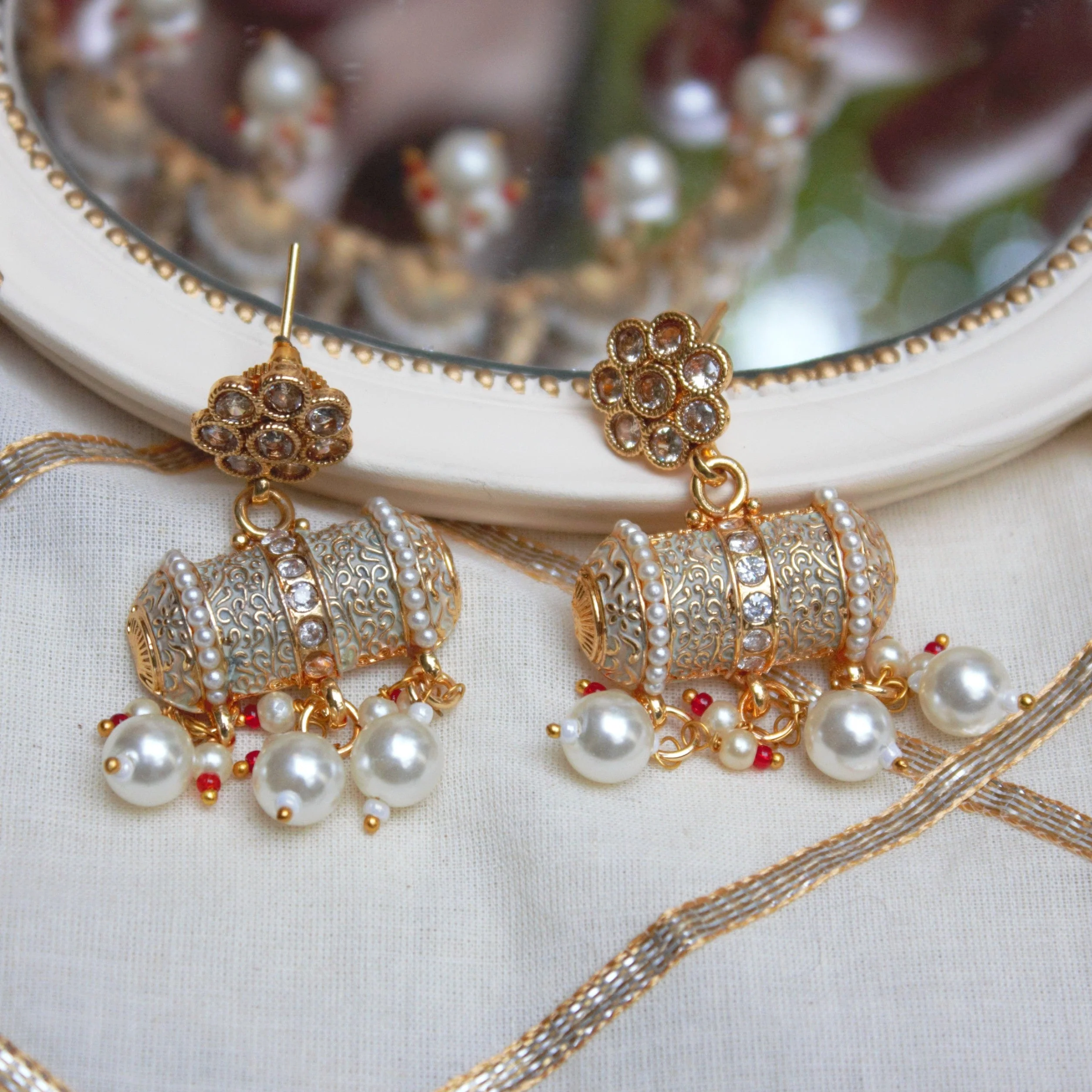 Bridal Meenakari Necklace and Earring set by Leshya - Image 4