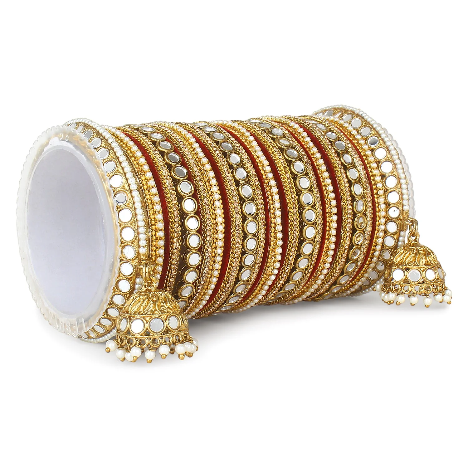 Bridal Mirror Bangle Set with Jhumki by Leshya - Image 10