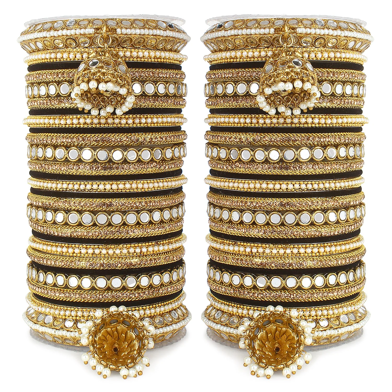 Bridal Mirror Bangle Set with Jhumki by Leshya - Image 11