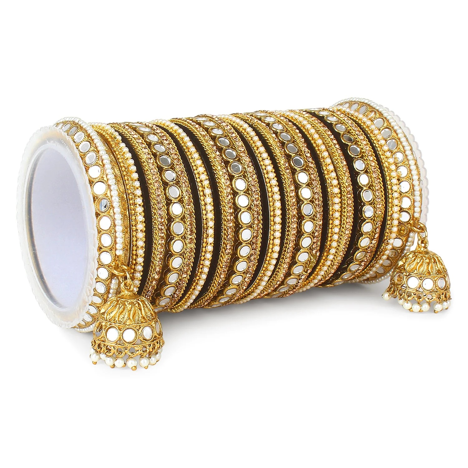 Bridal Mirror Bangle Set with Jhumki by Leshya - Image 12