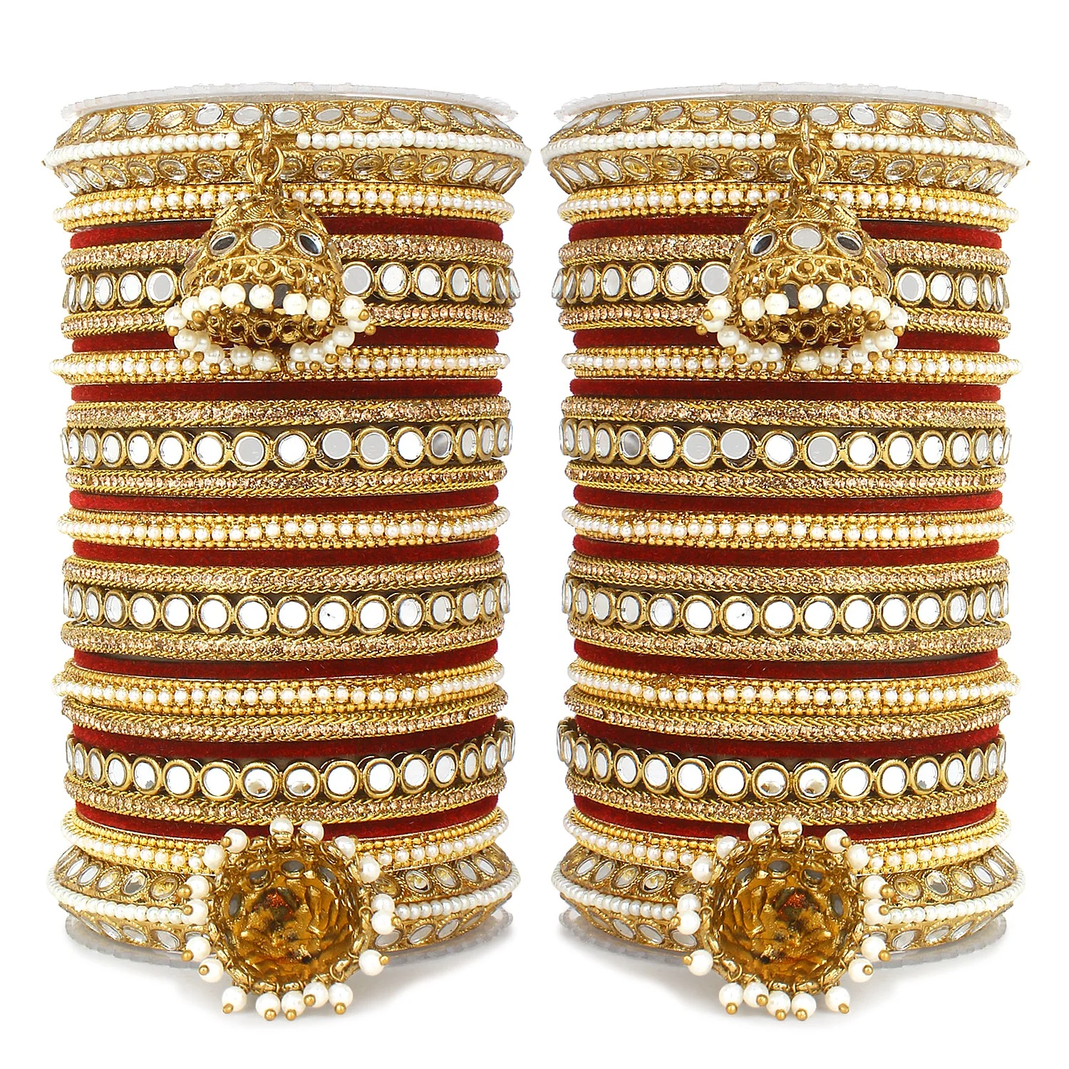 Bridal Mirror Bangle Set with Jhumki by Leshya - Image 9