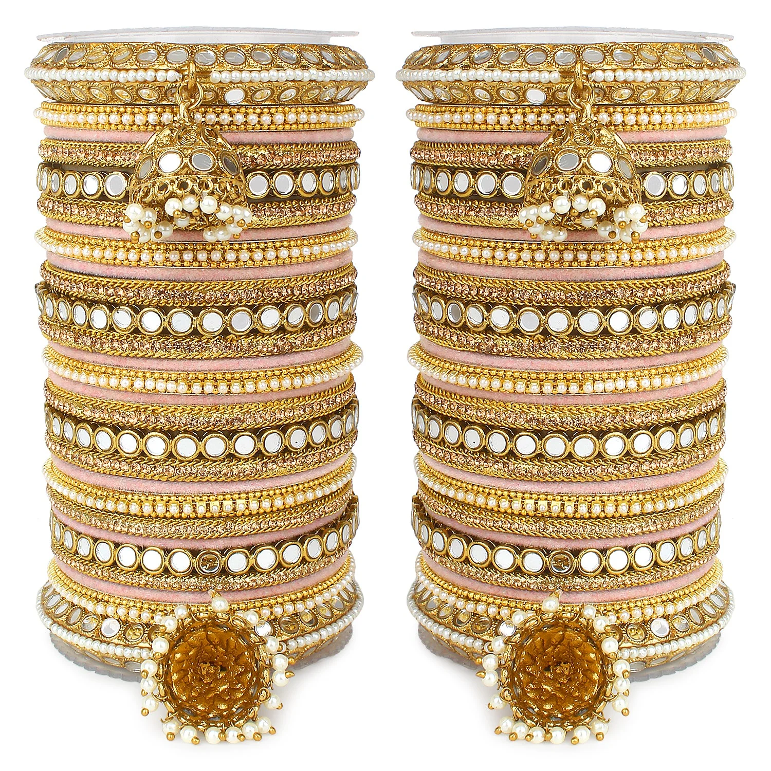 Bridal Mirror Bangle Set with Jhumki by Leshya - Image 11