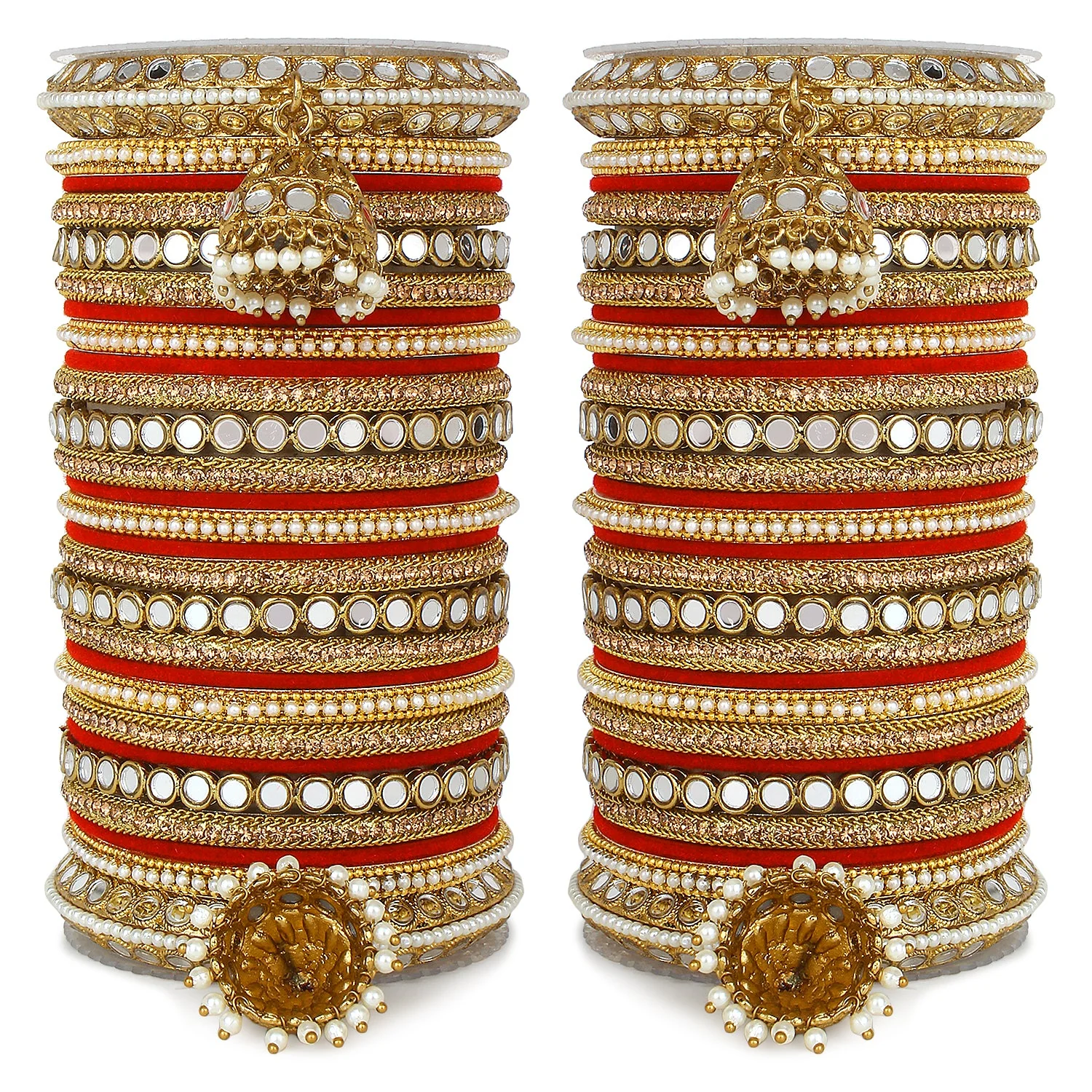 Bridal Mirror Bangle Set with Jhumki by Leshya - Image 6