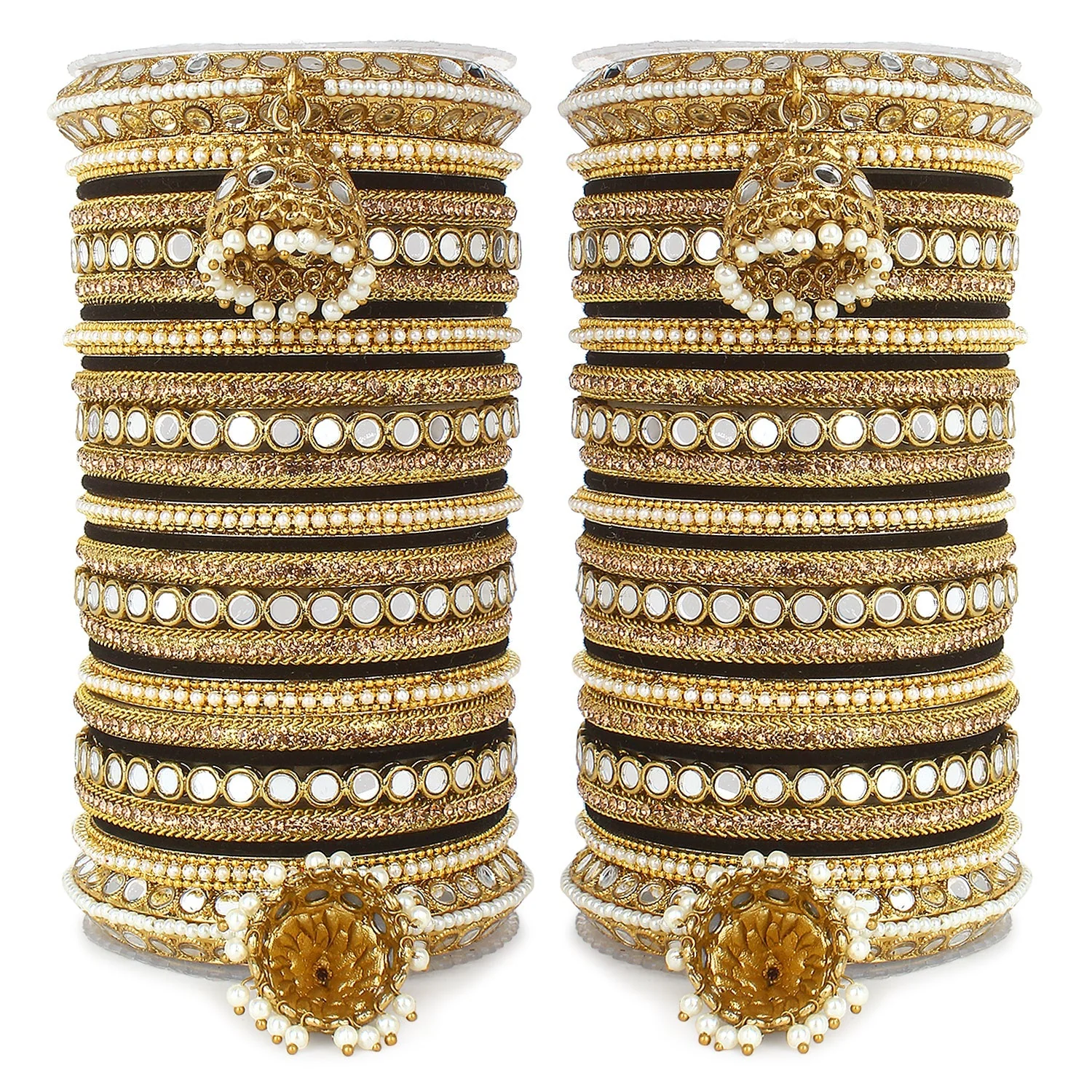 Bridal Mirror Bangle Set with Jhumki by Leshya - Image 11