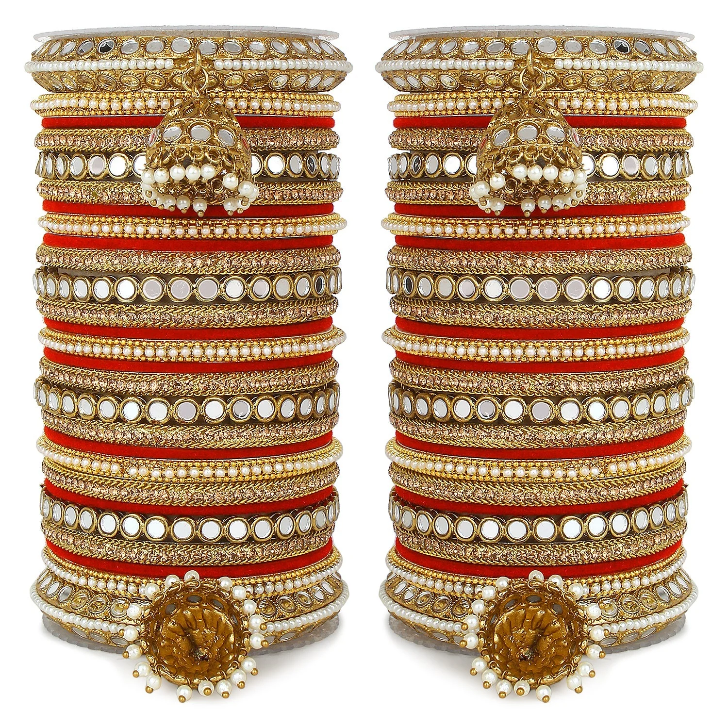 Bridal Mirror Bangle Set with Jhumki by Leshya - Image 3