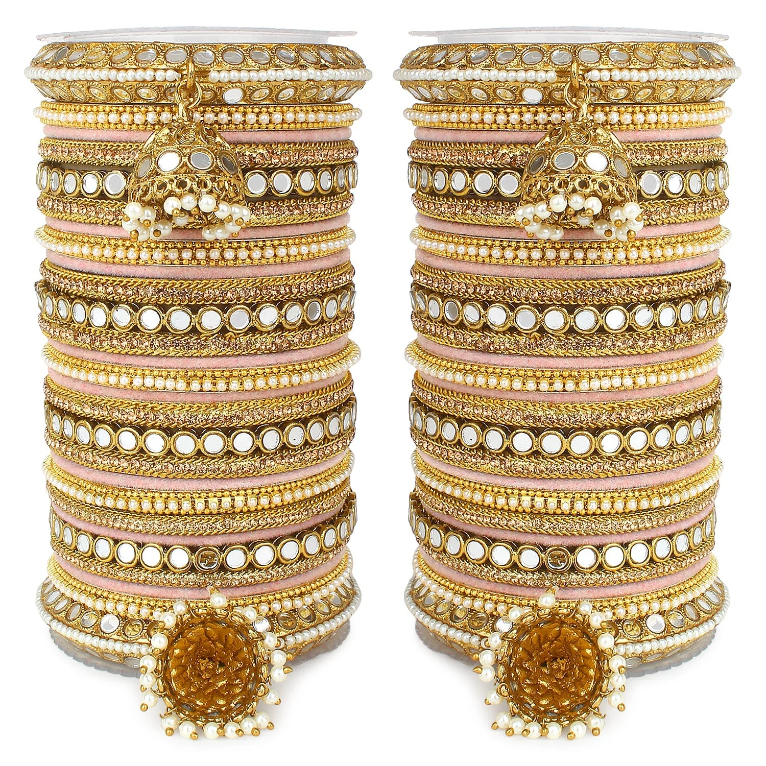 Bridal Mirror Bangle Set with Jhumki by Leshya - Image 4