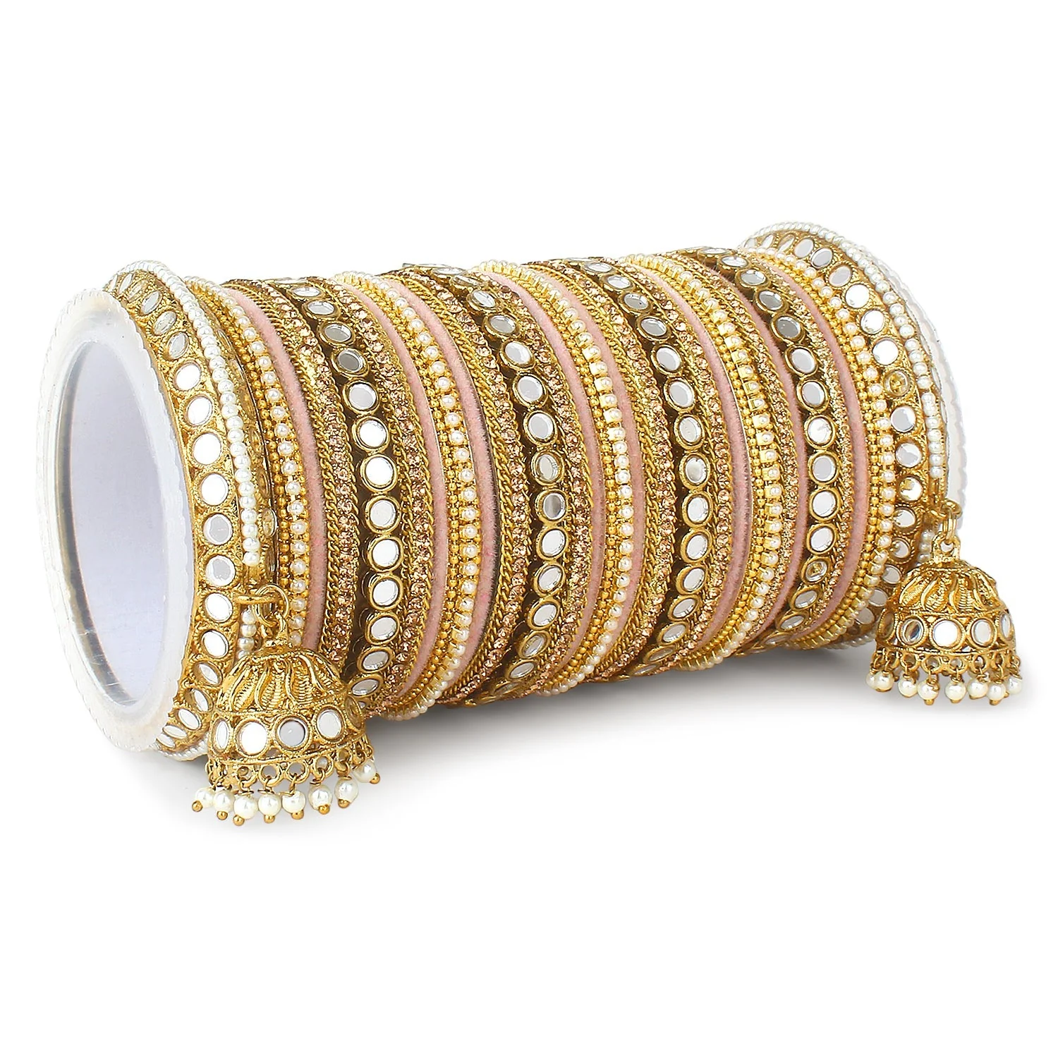Bridal Mirror Bangle Set with Jhumki by Leshya - Image 5
