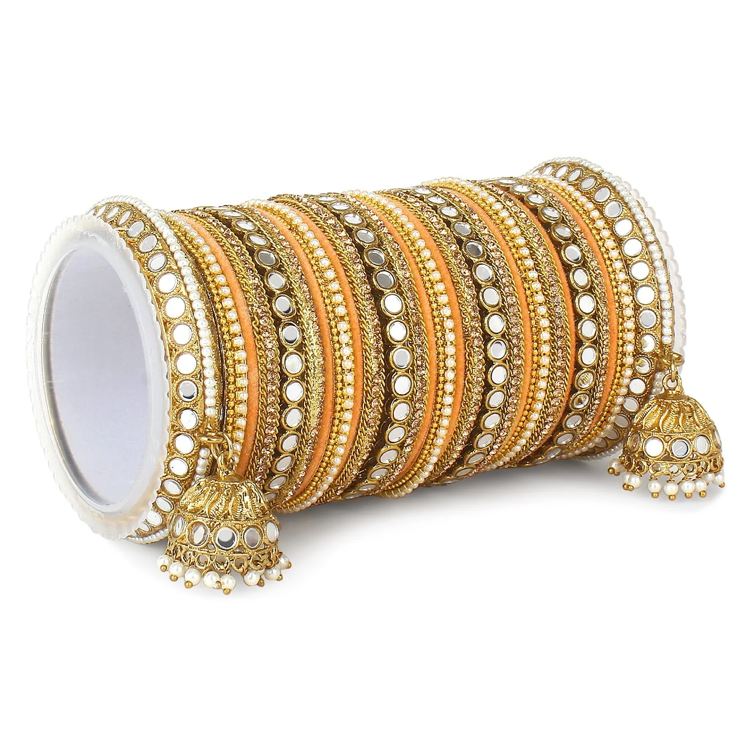 Bridal Mirror Bangle Set with Jhumki by Leshya - Image 8