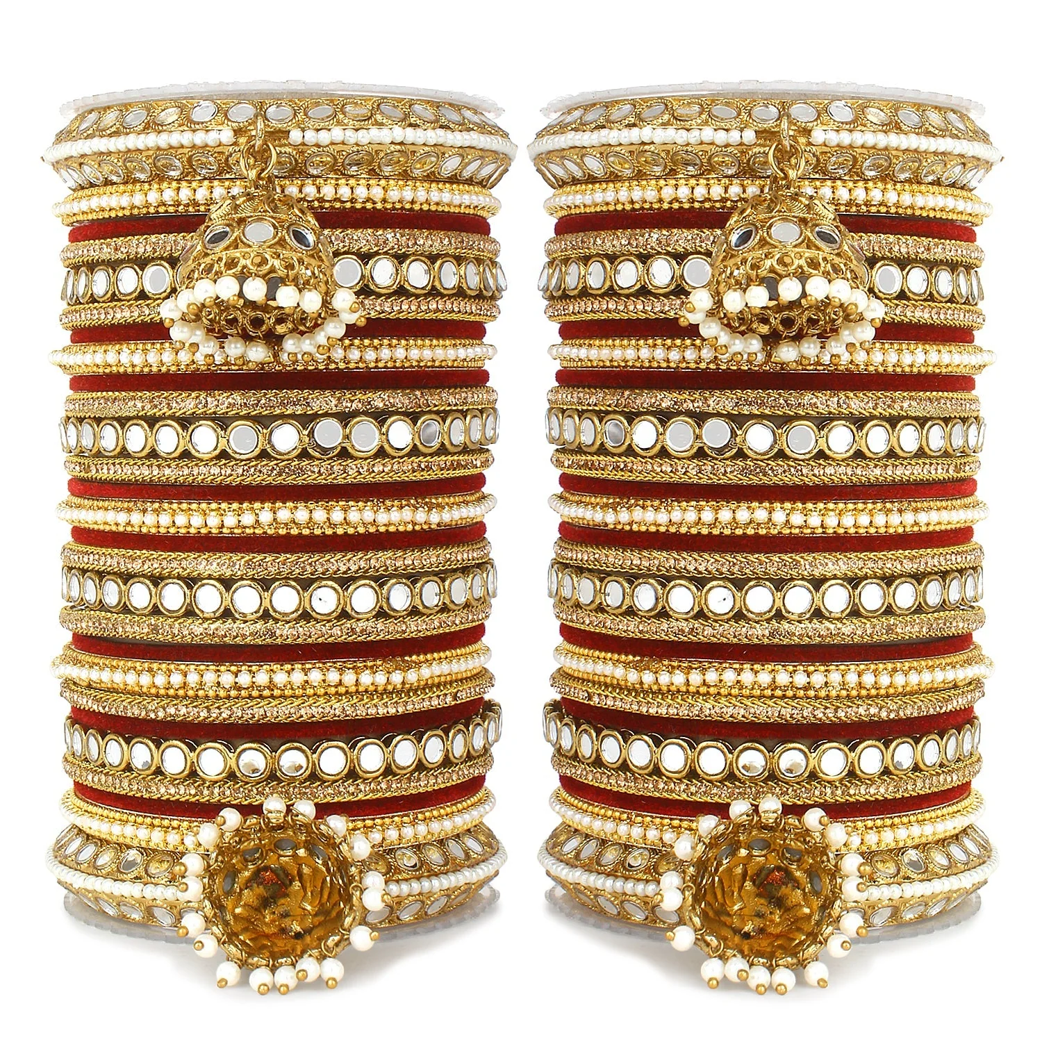Bridal Mirror Bangle Set with Jhumki by Leshya - Image 9