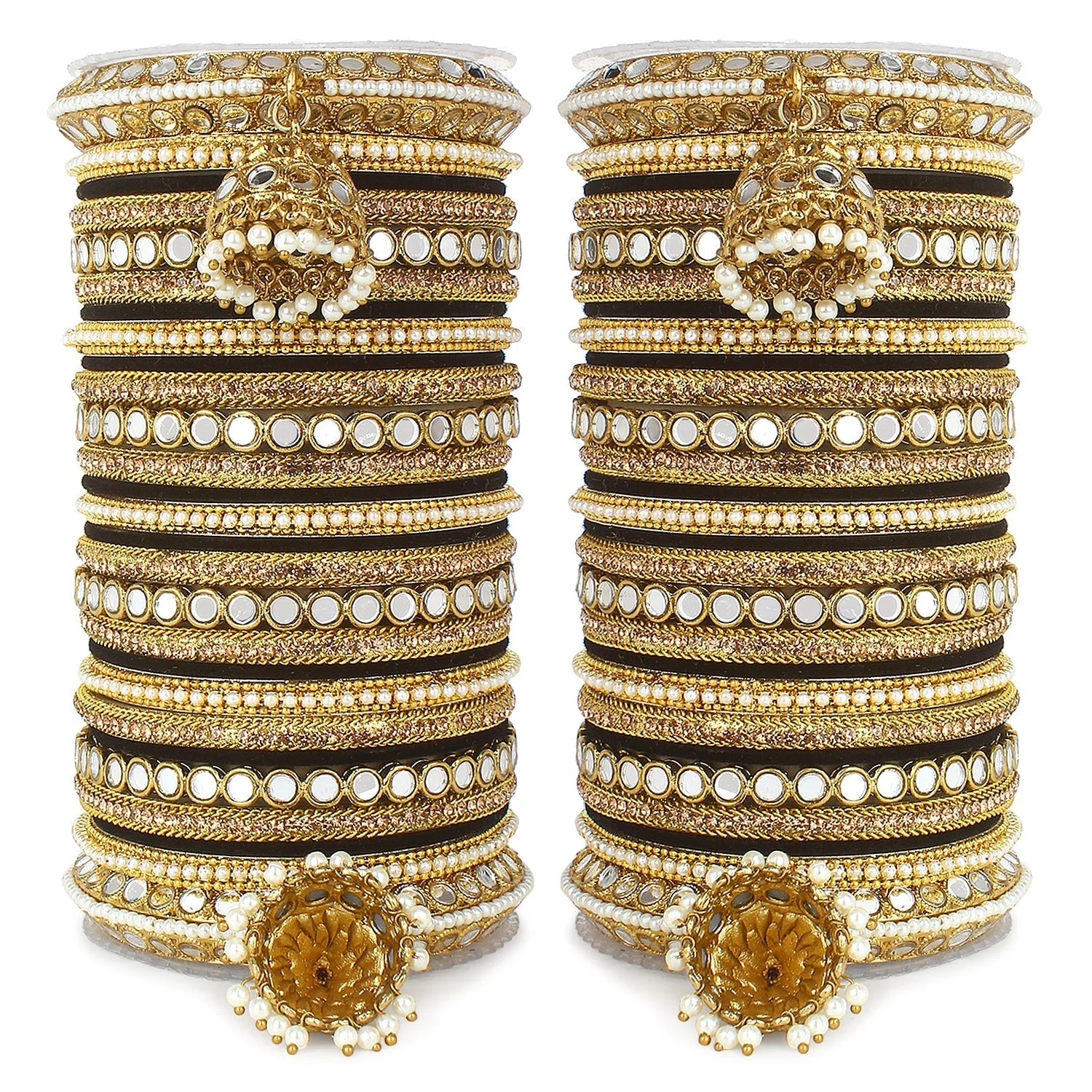 Bridal Mirror Bangle Set with Jhumki by Leshya - Image 11