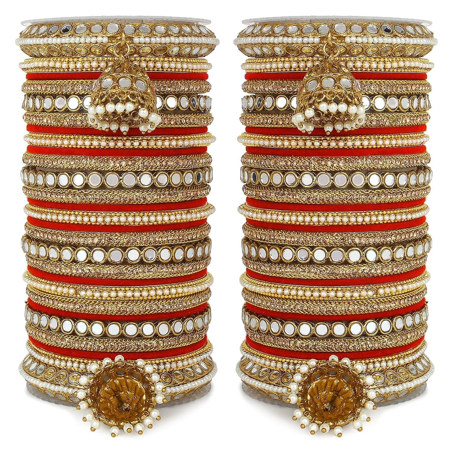 Bridal Mirror Bangle Set with Jhumki by Leshya - Image 4