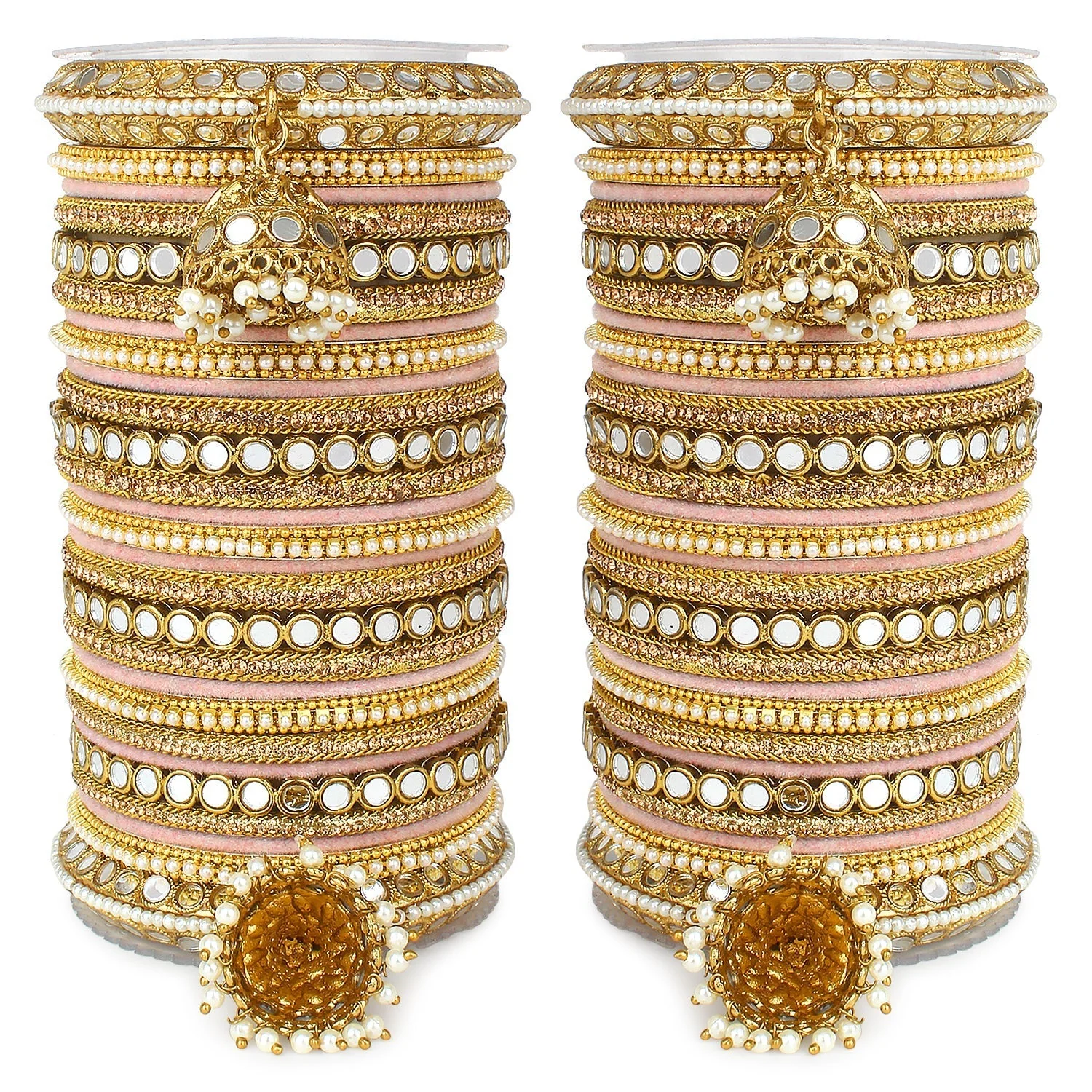 Bridal Mirror Bangle Set with Jhumki by Leshya - Image 6