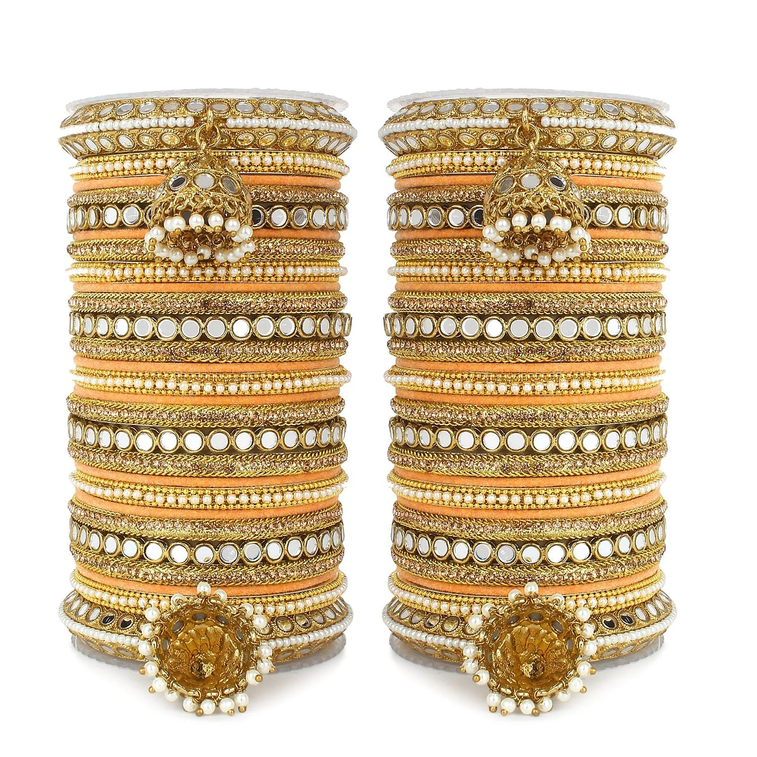 Bridal Mirror Bangle Set with Jhumki by Leshya - Image 9