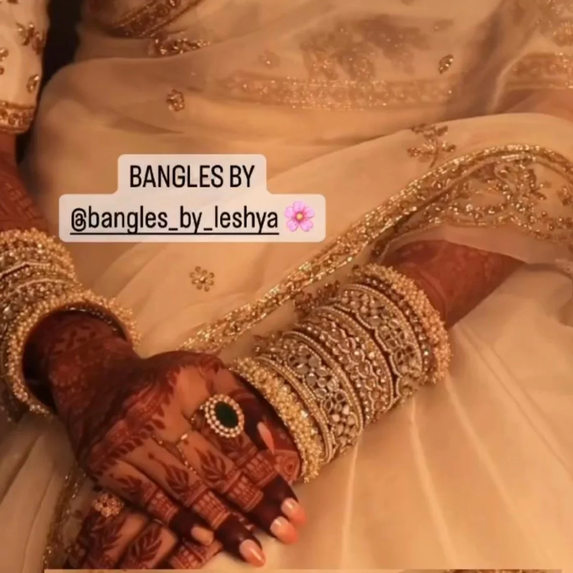 Bridal Mirror Bangle Set with Jhumki by Leshya - Image 4