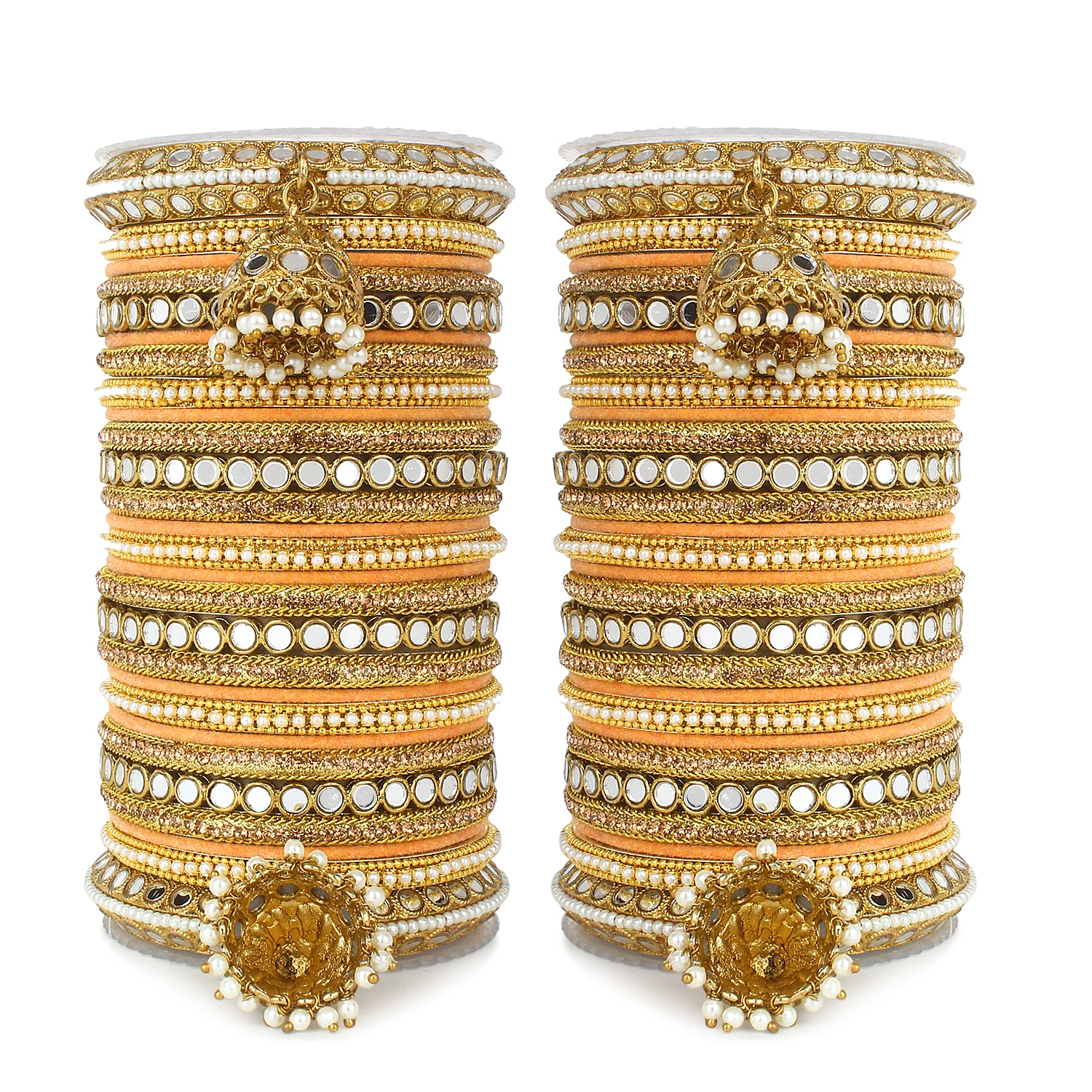 Bridal Mirror Bangle Set with Jhumki by Leshya - Image 5